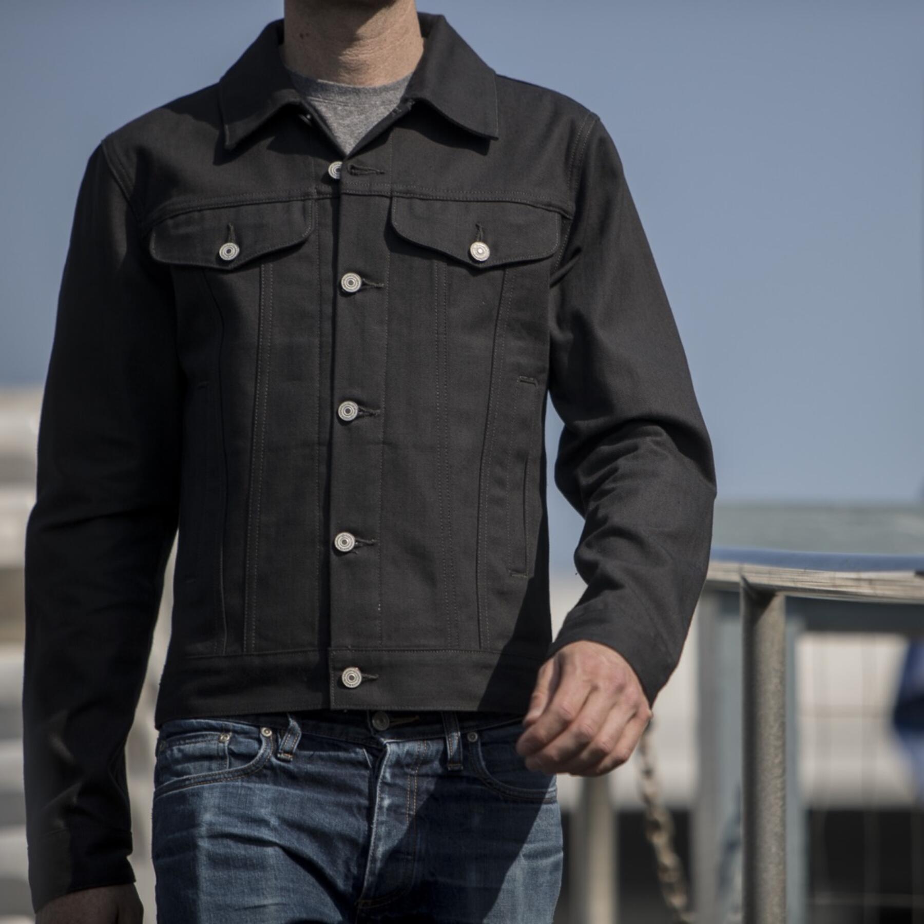 gustin japan herringbone trucker - black