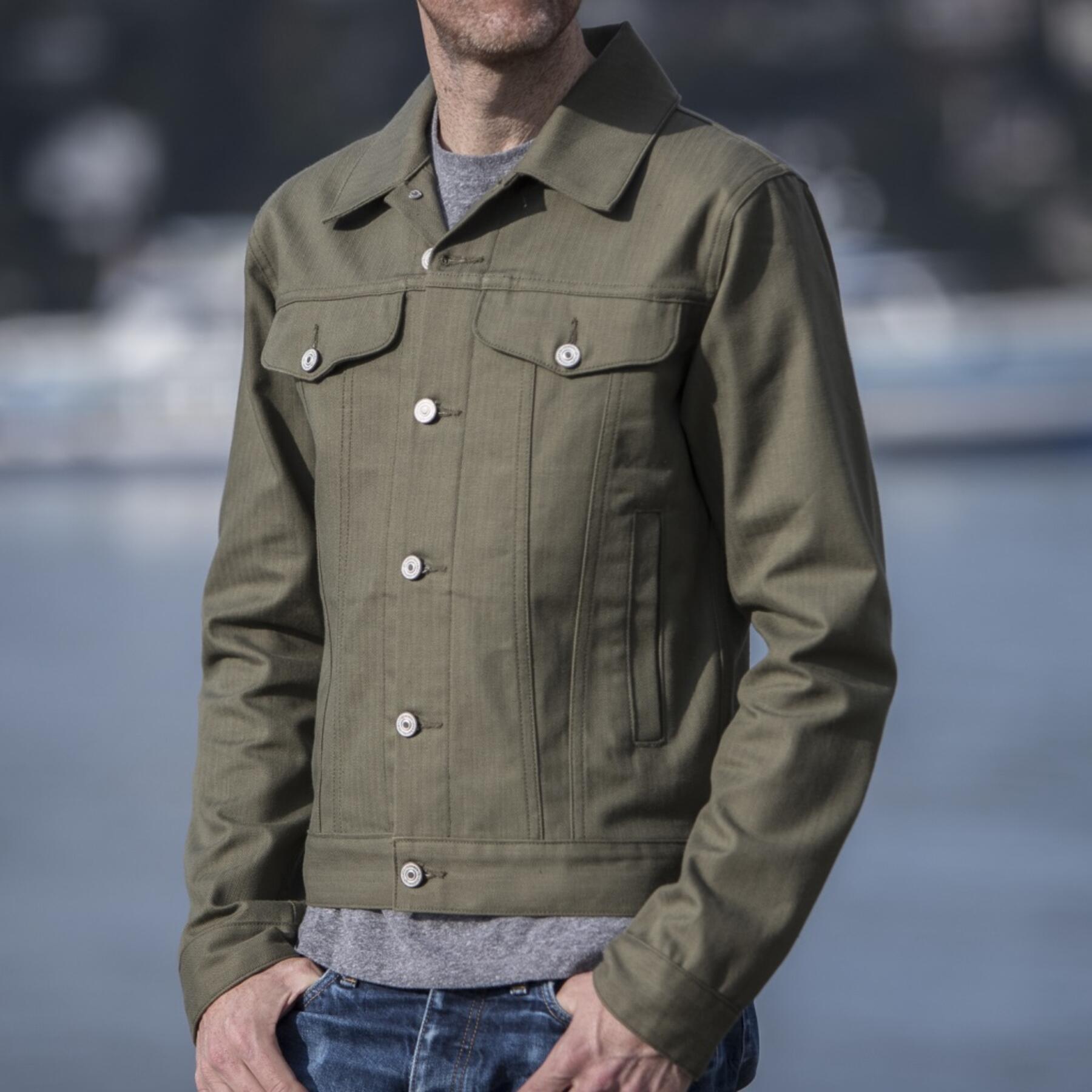 gustin japan herringbone trucker - olive