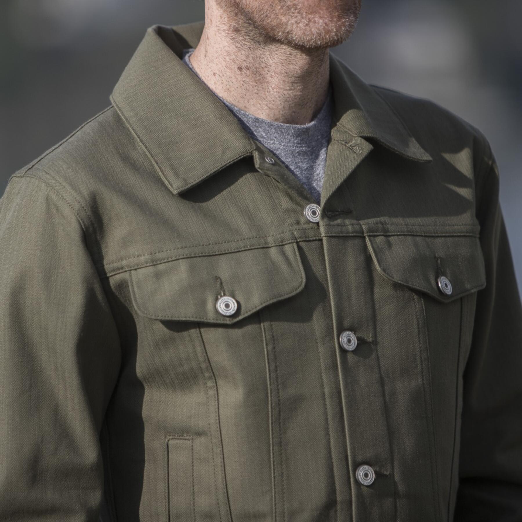 gustin japan herringbone trucker - olive