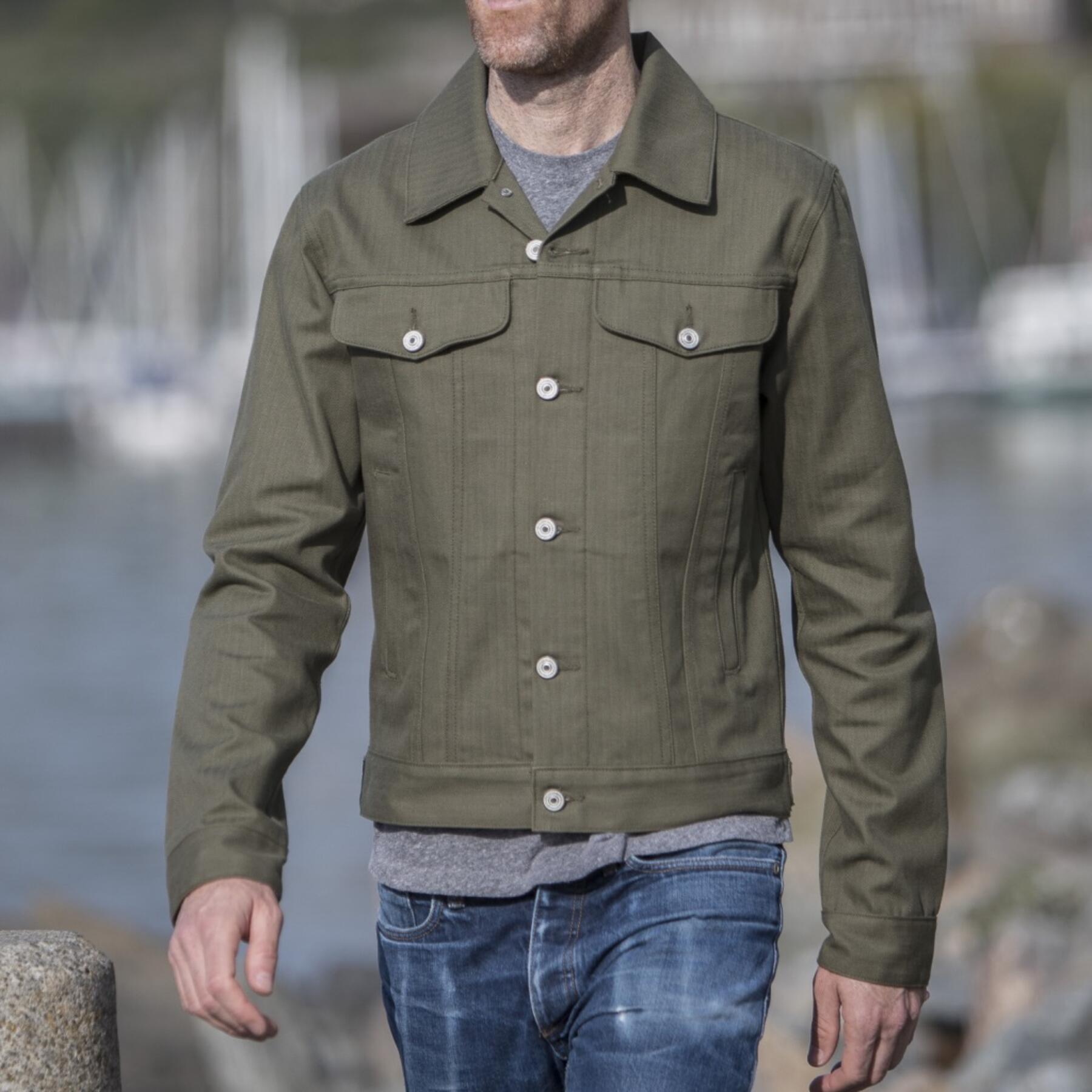 gustin japan herringbone trucker - olive