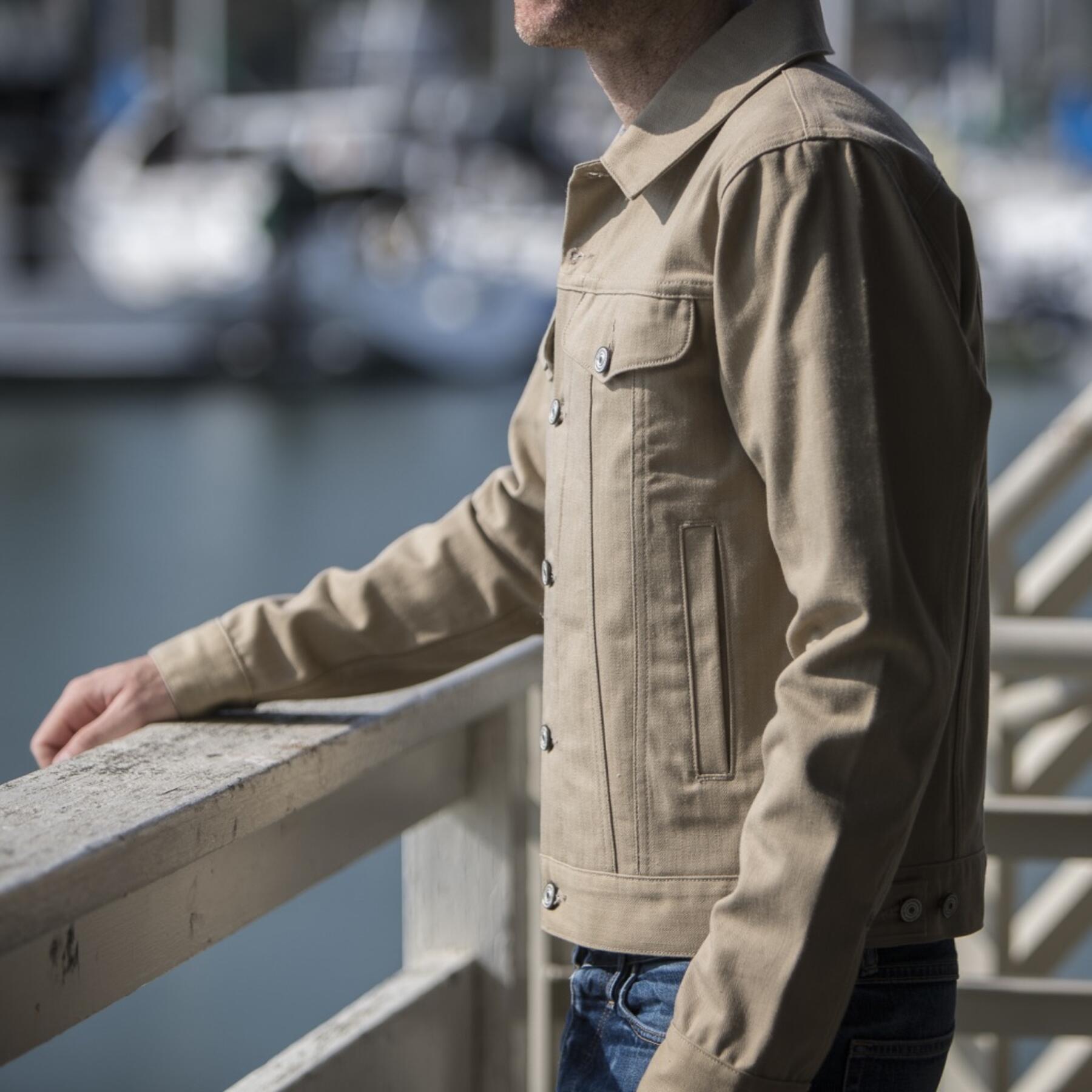 gustin japan herringbone trucker - khaki