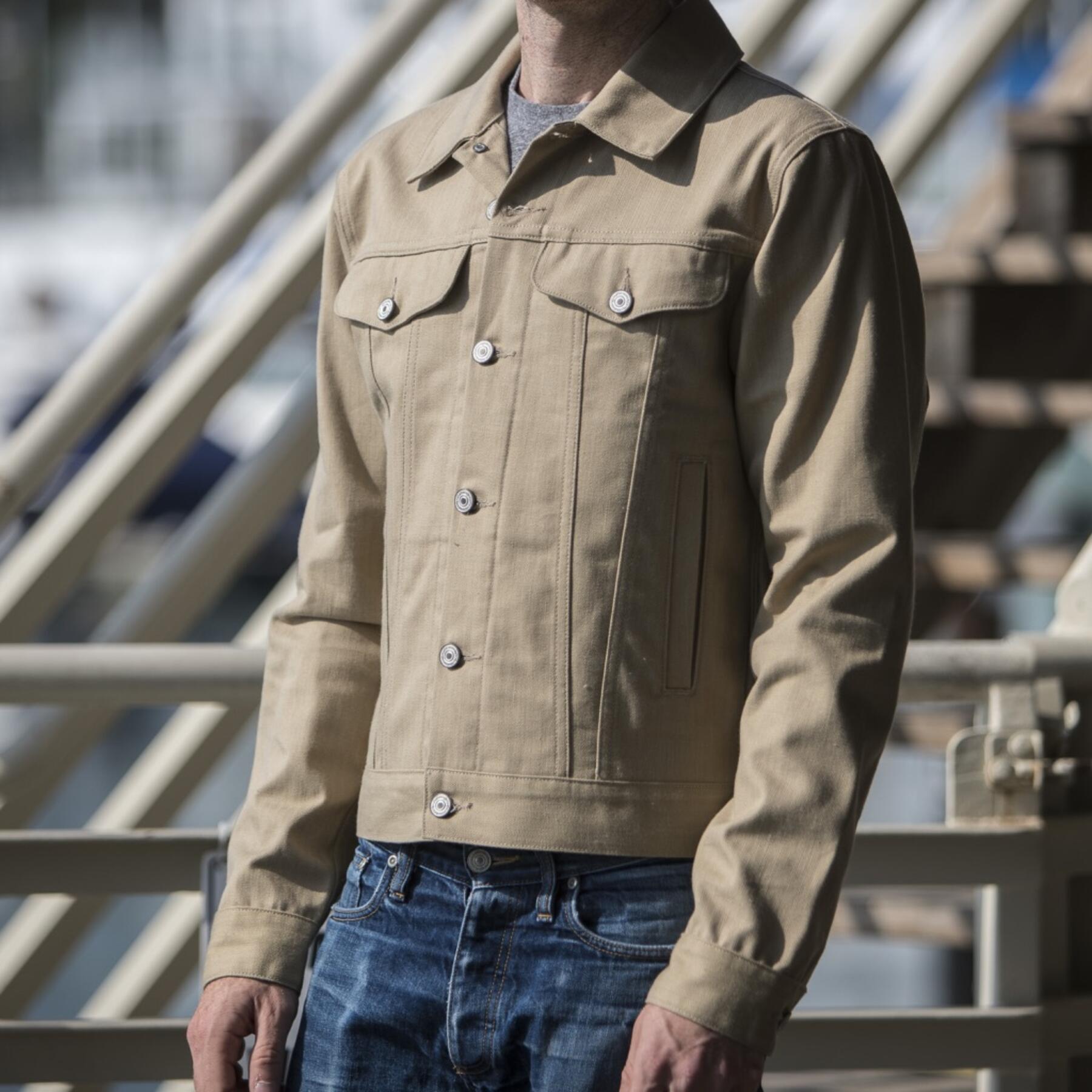 gustin japan herringbone trucker - khaki