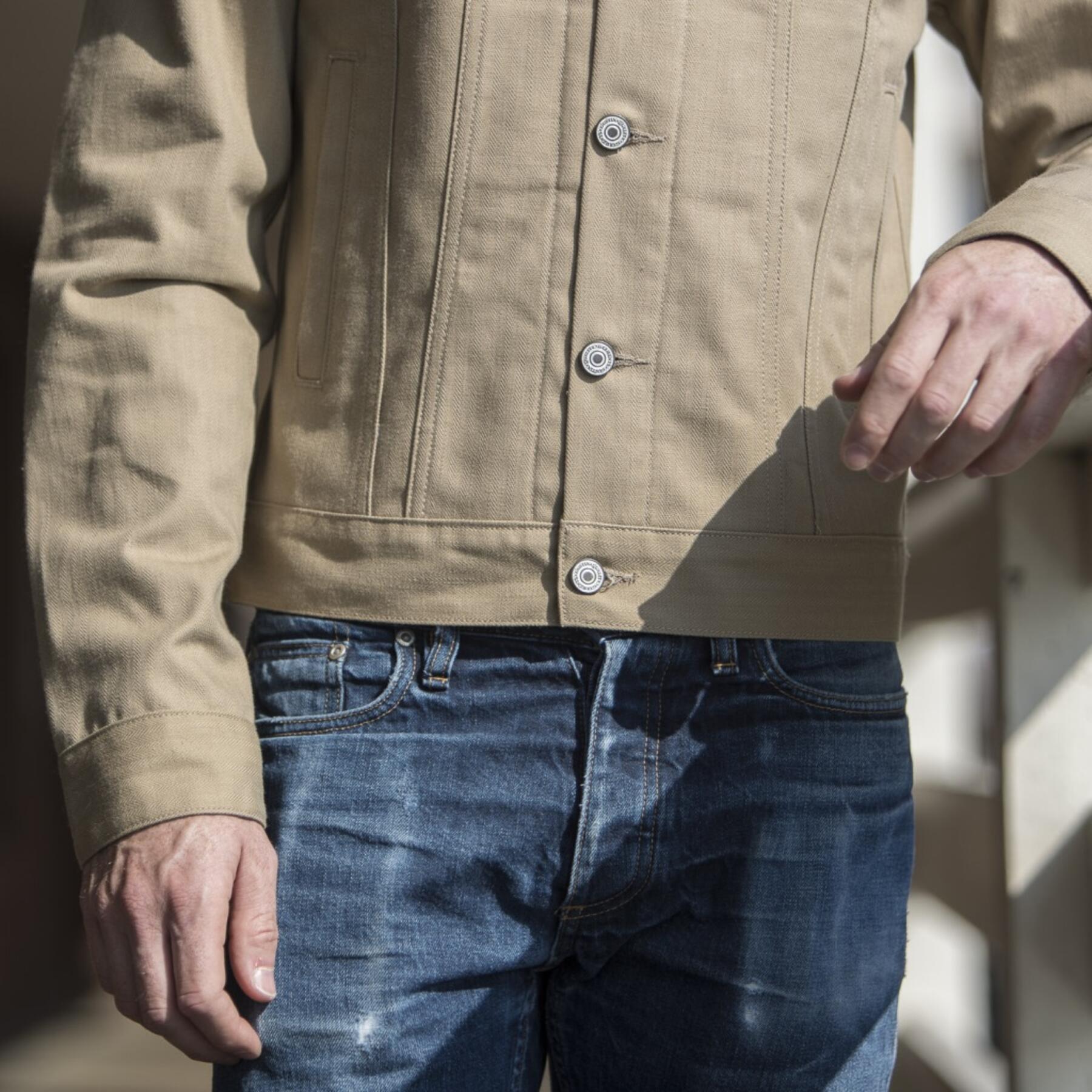 gustin japan herringbone trucker - khaki