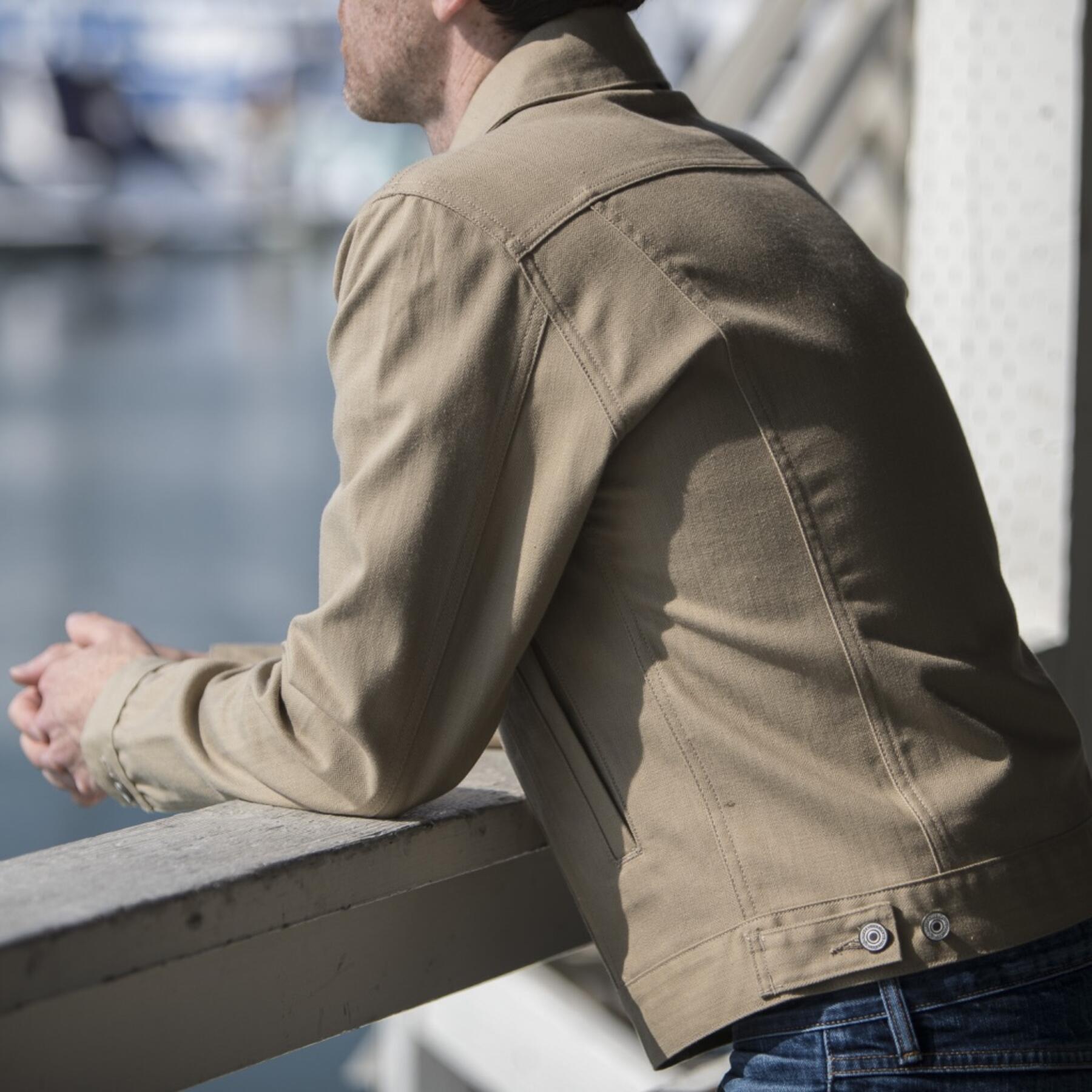 gustin japan herringbone trucker - khaki