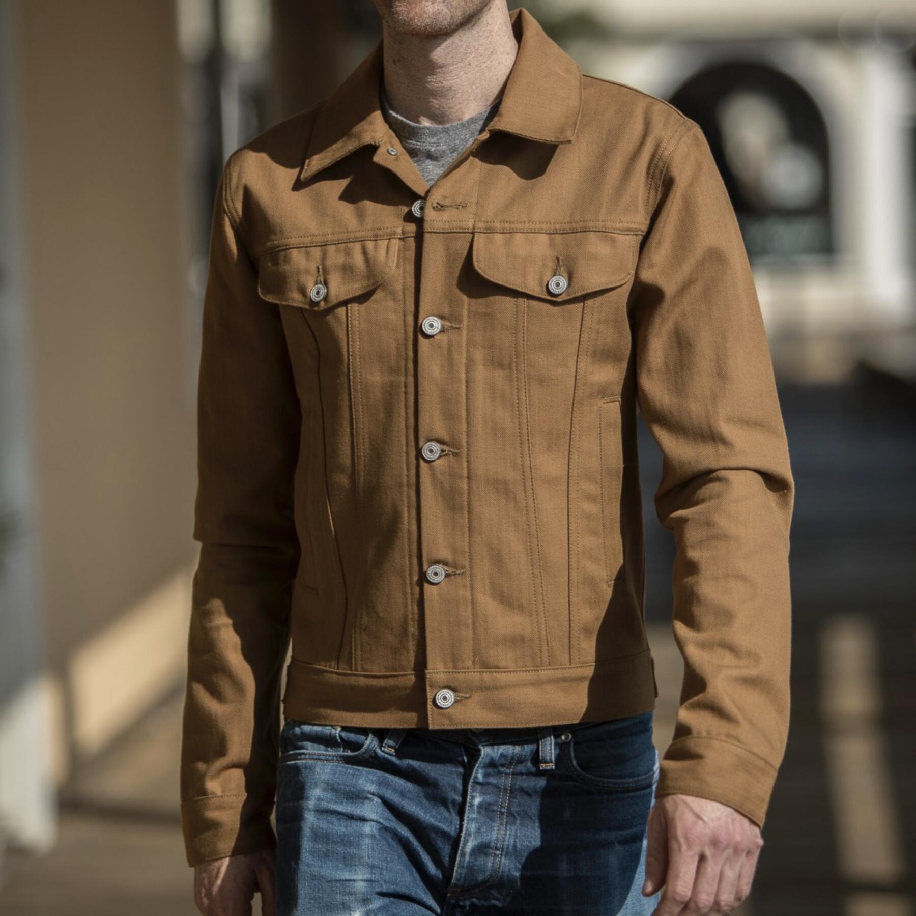 gustin japan herringbone trucker - camel