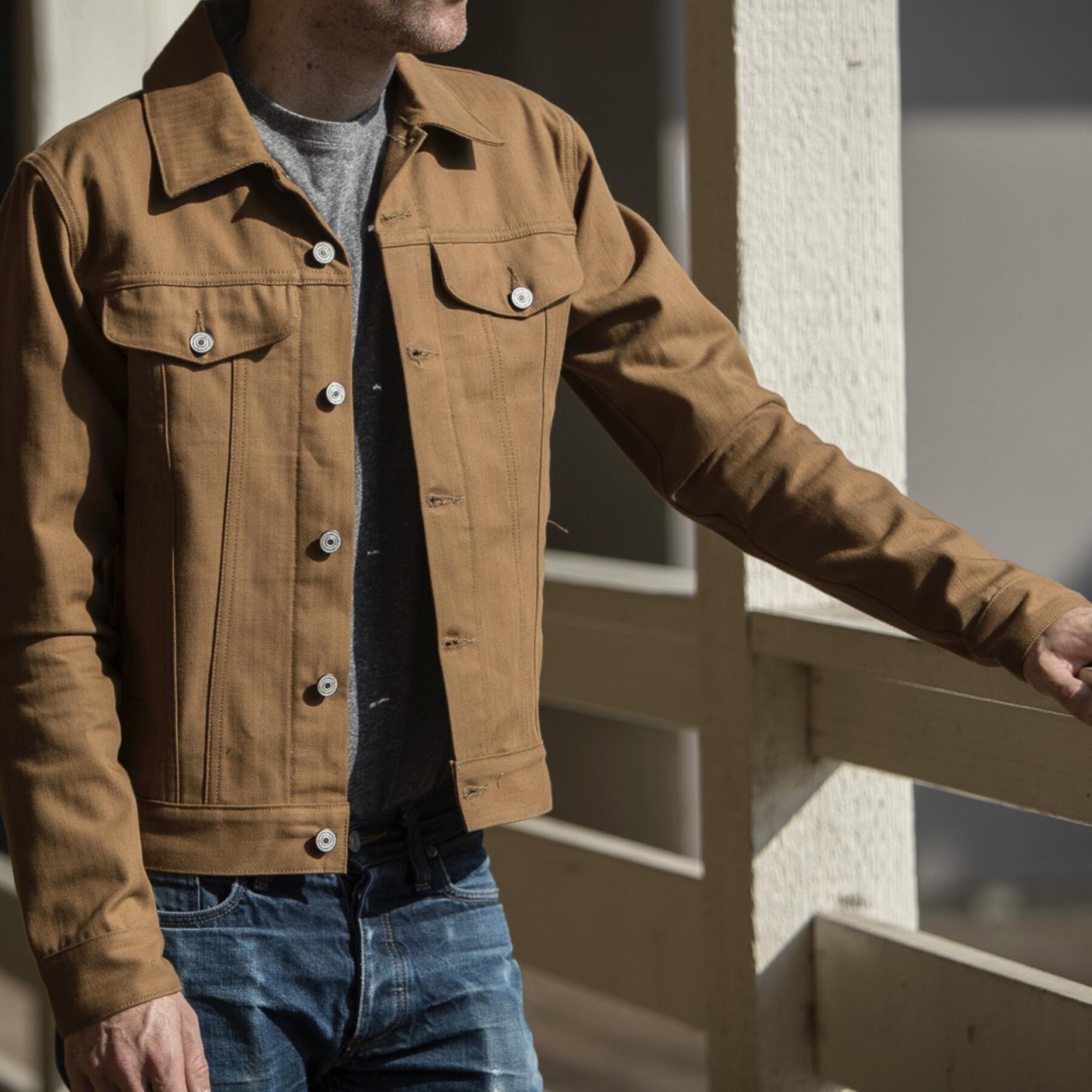 gustin japan herringbone trucker - camel