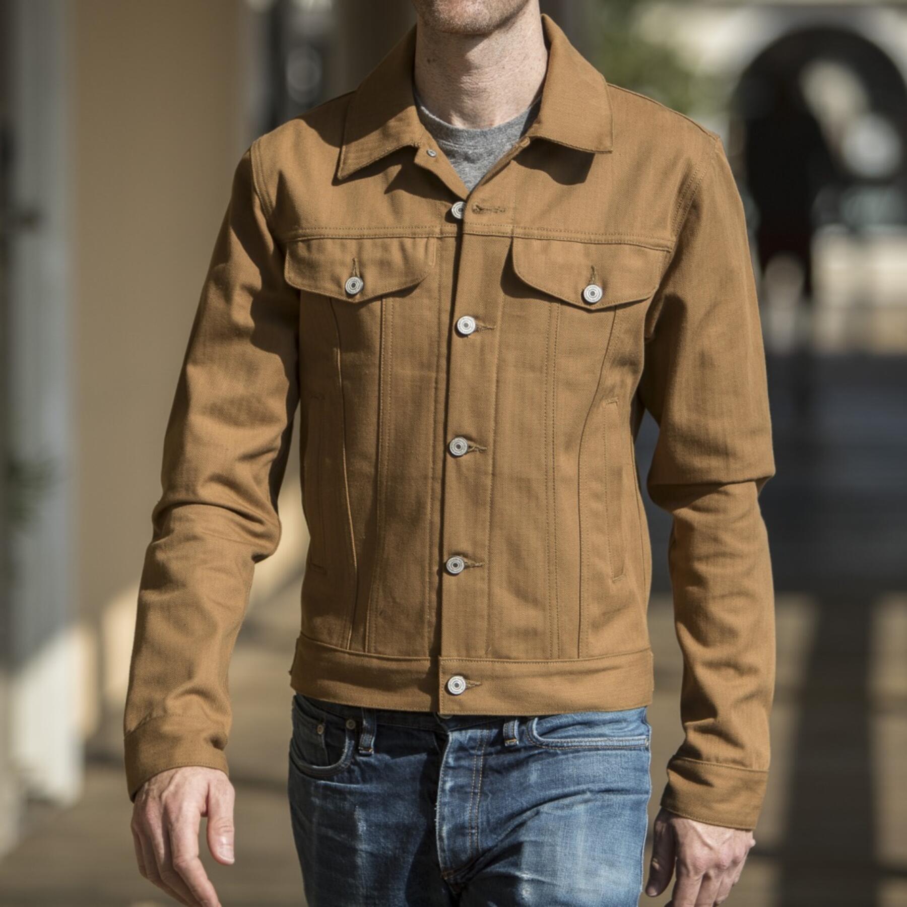 gustin japan herringbone trucker - camel