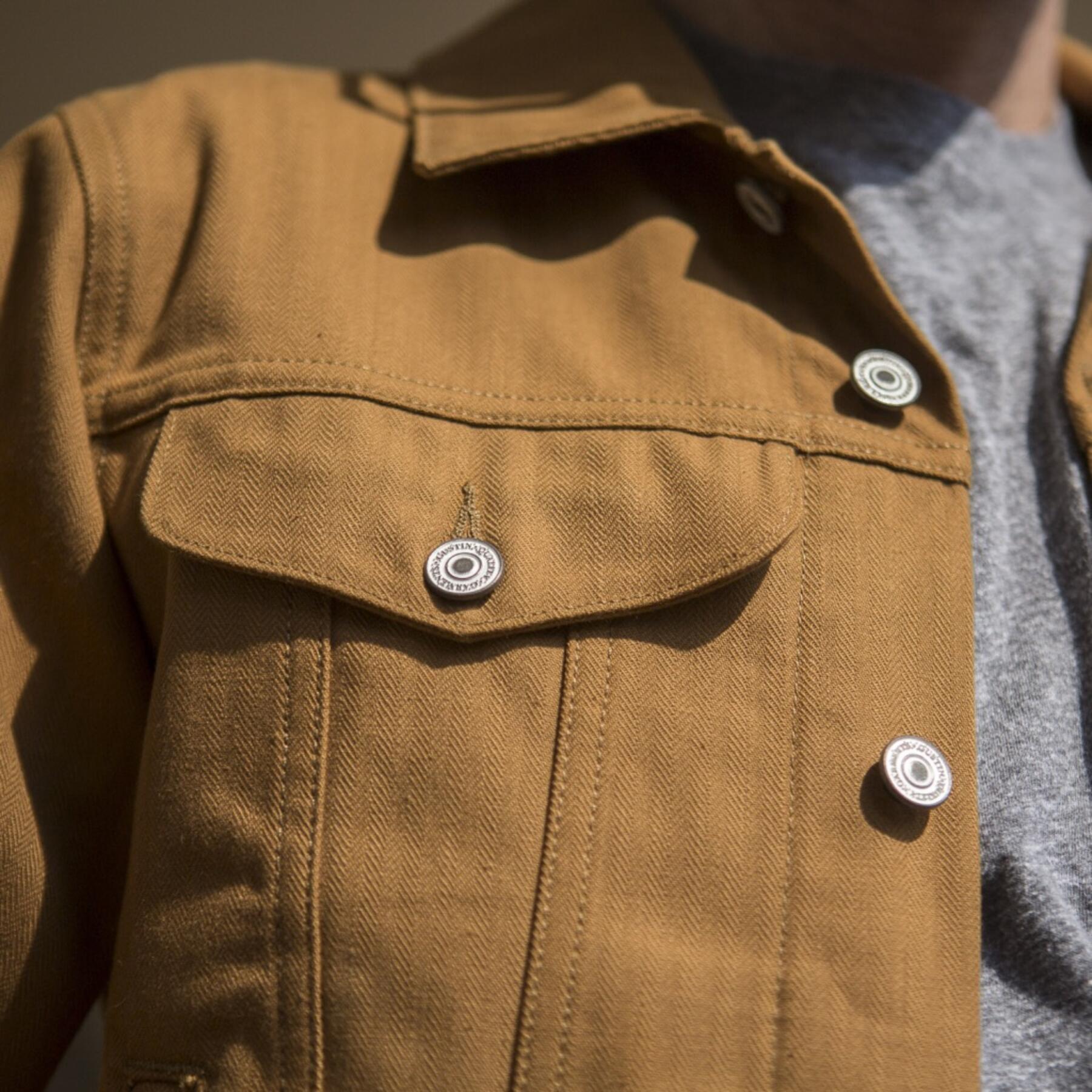 gustin japan herringbone trucker - camel