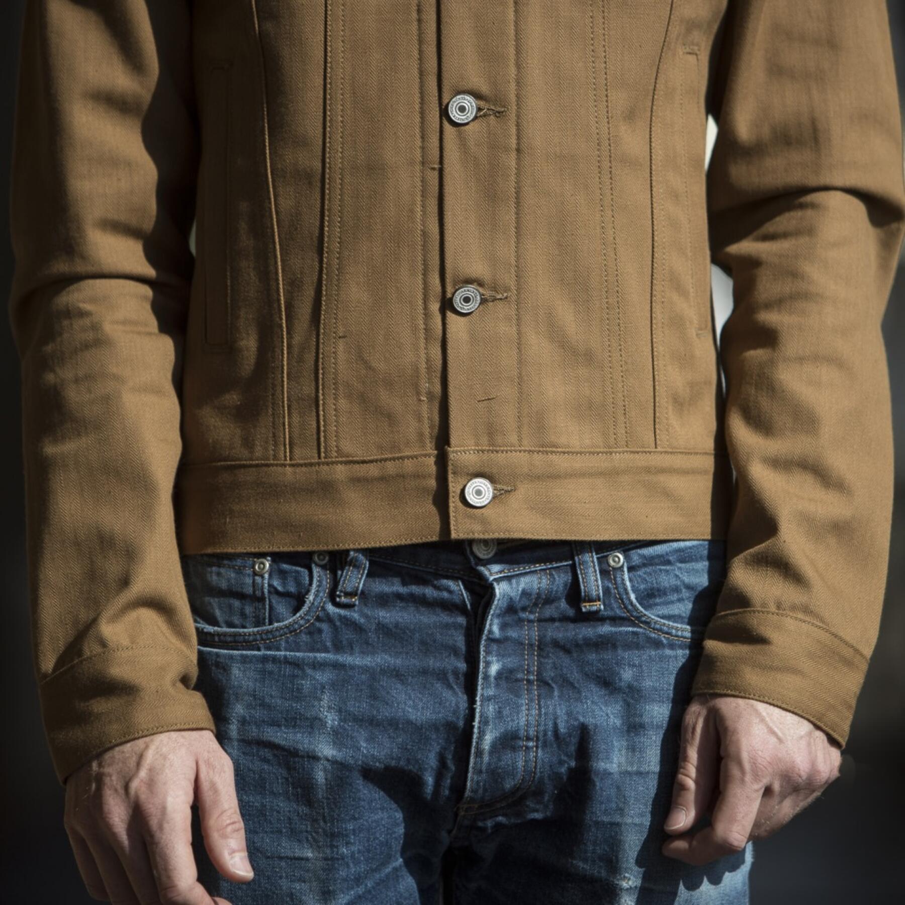 gustin japan herringbone trucker - camel
