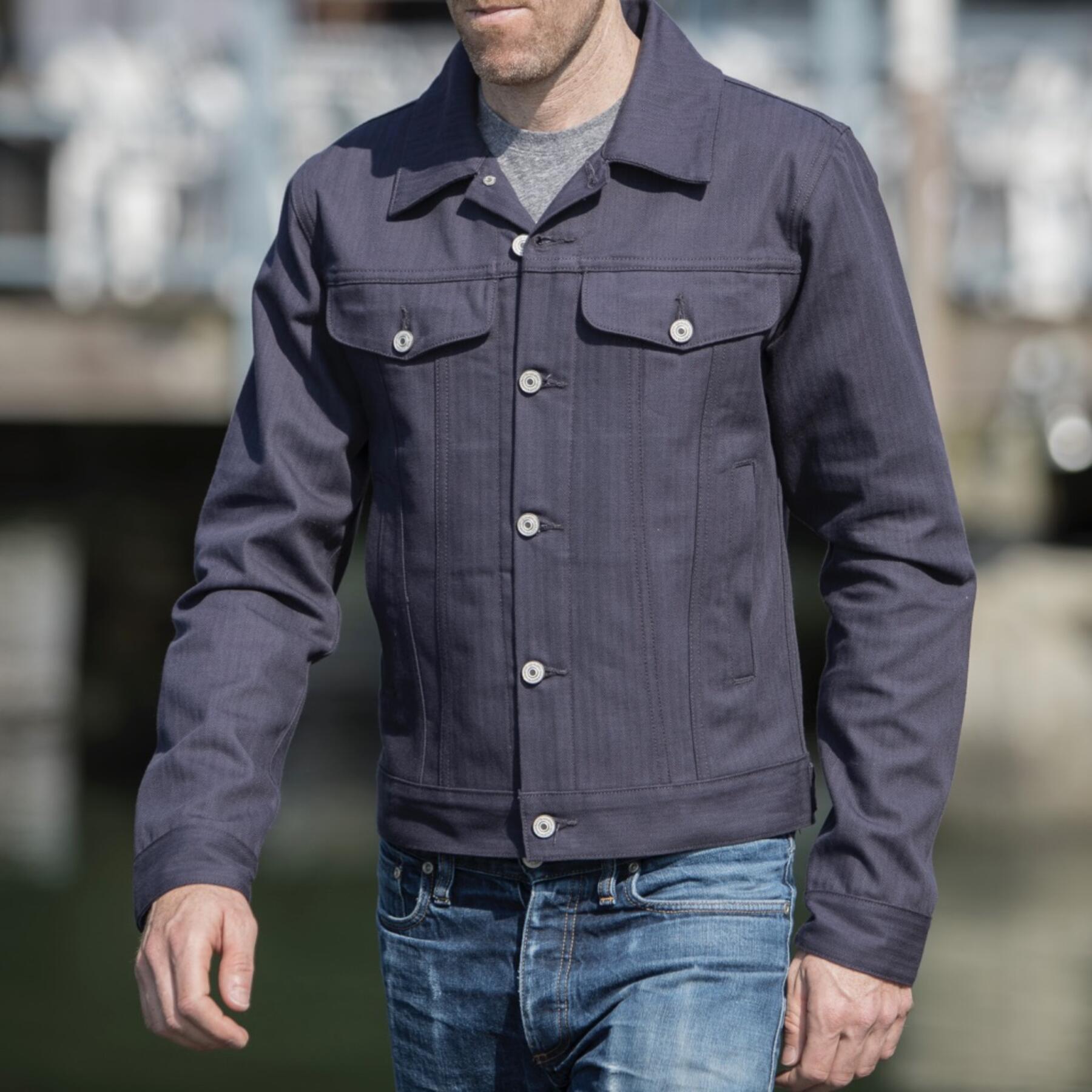 gustin japan herringbone trucker - vintage navy
