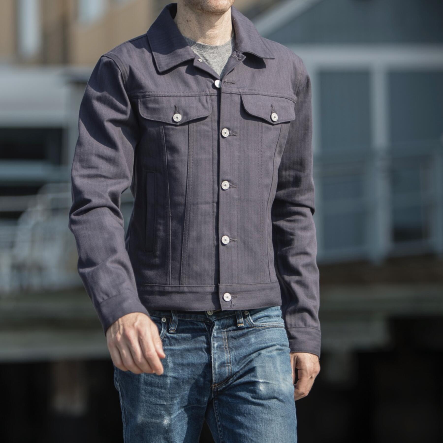 gustin japan herringbone trucker - vintage navy