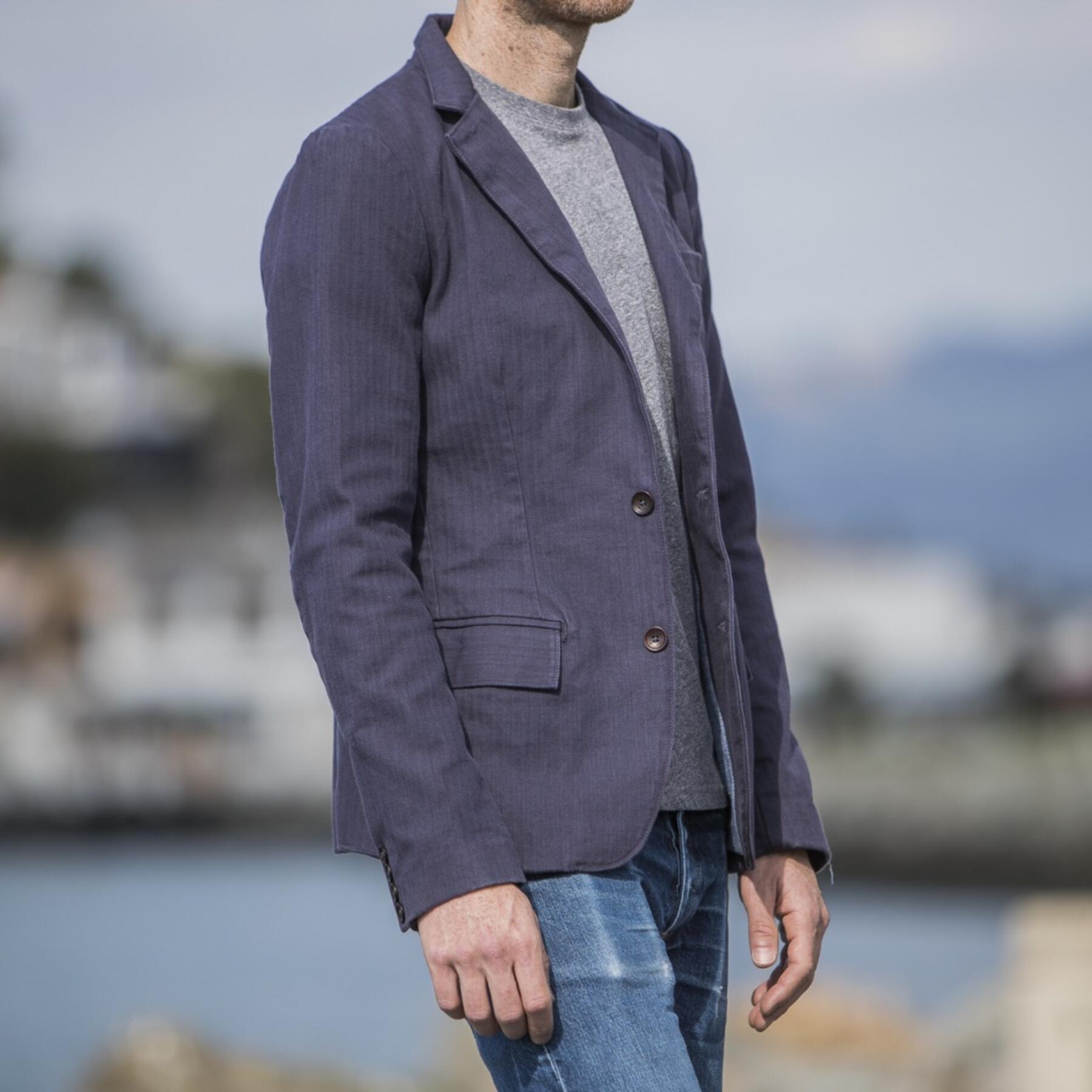 gustin blazer - vintage navy herringbone