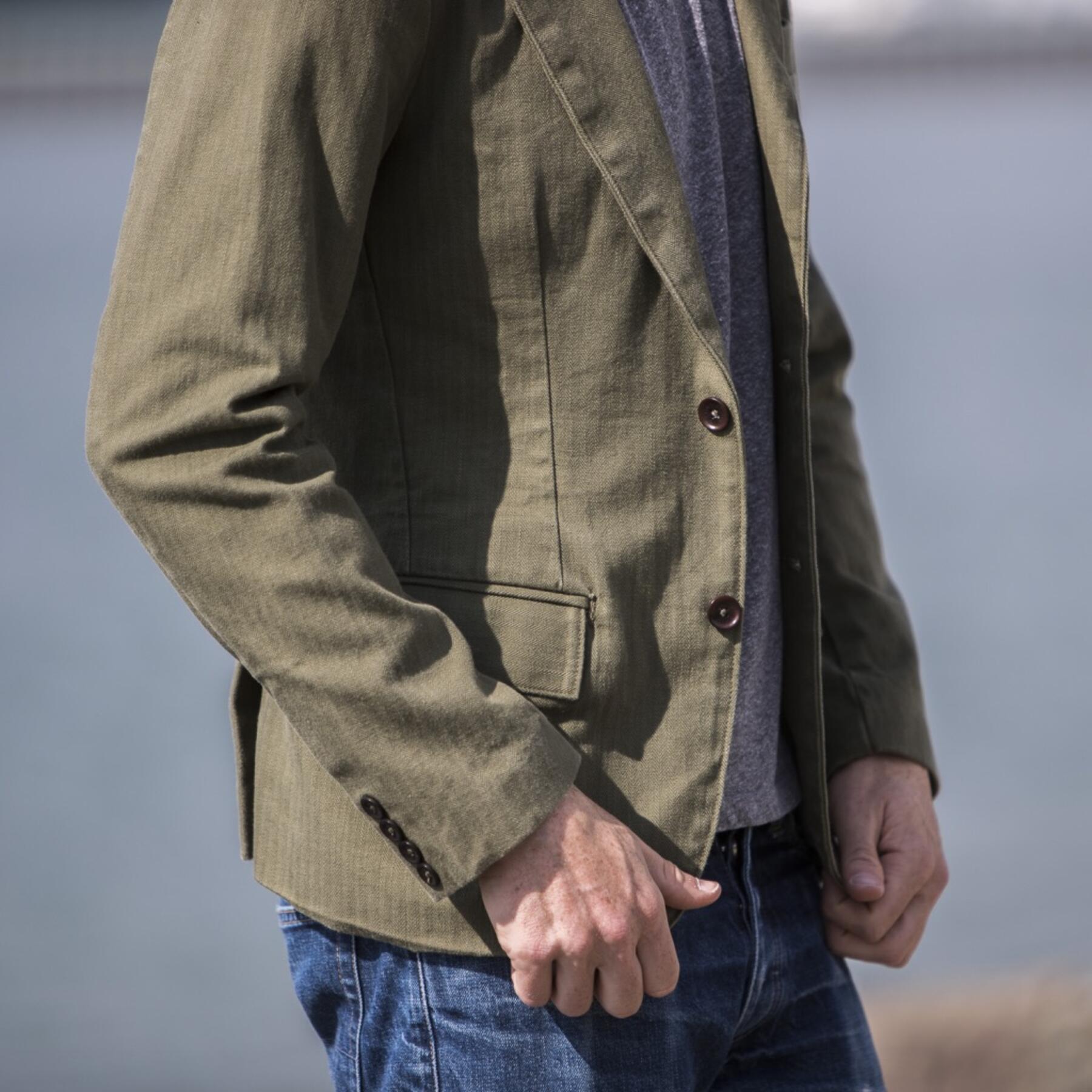 gustin blazer - olive herringbone