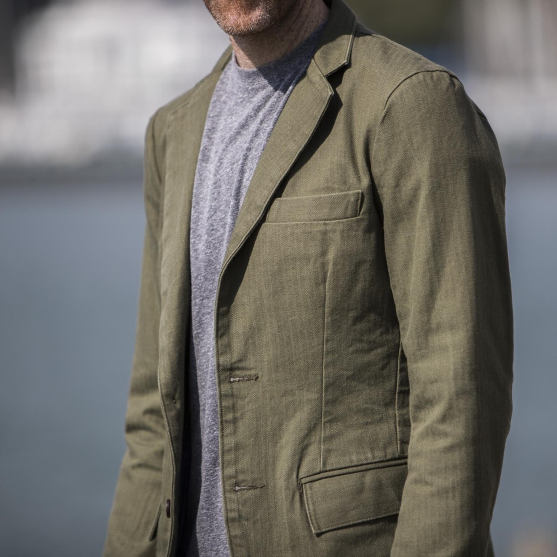 gustin blazer - olive herringbone