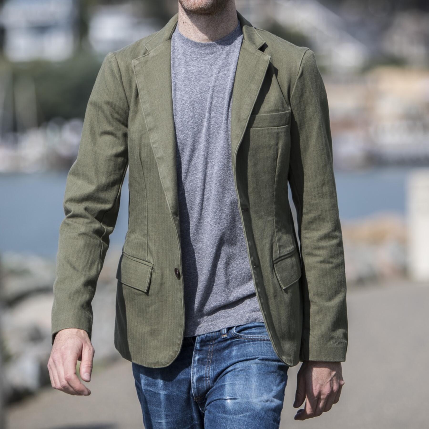 gustin blazer - olive herringbone
