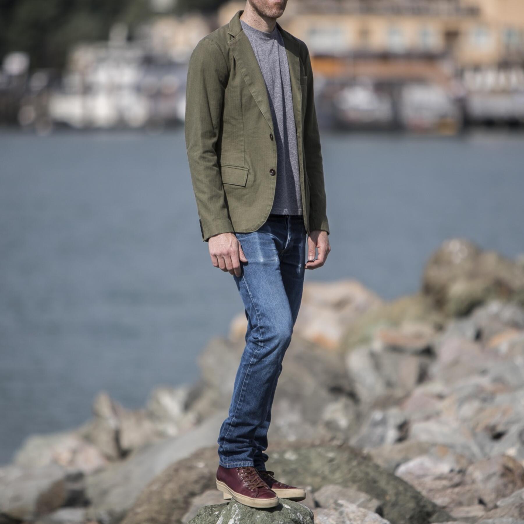 gustin blazer - olive herringbone