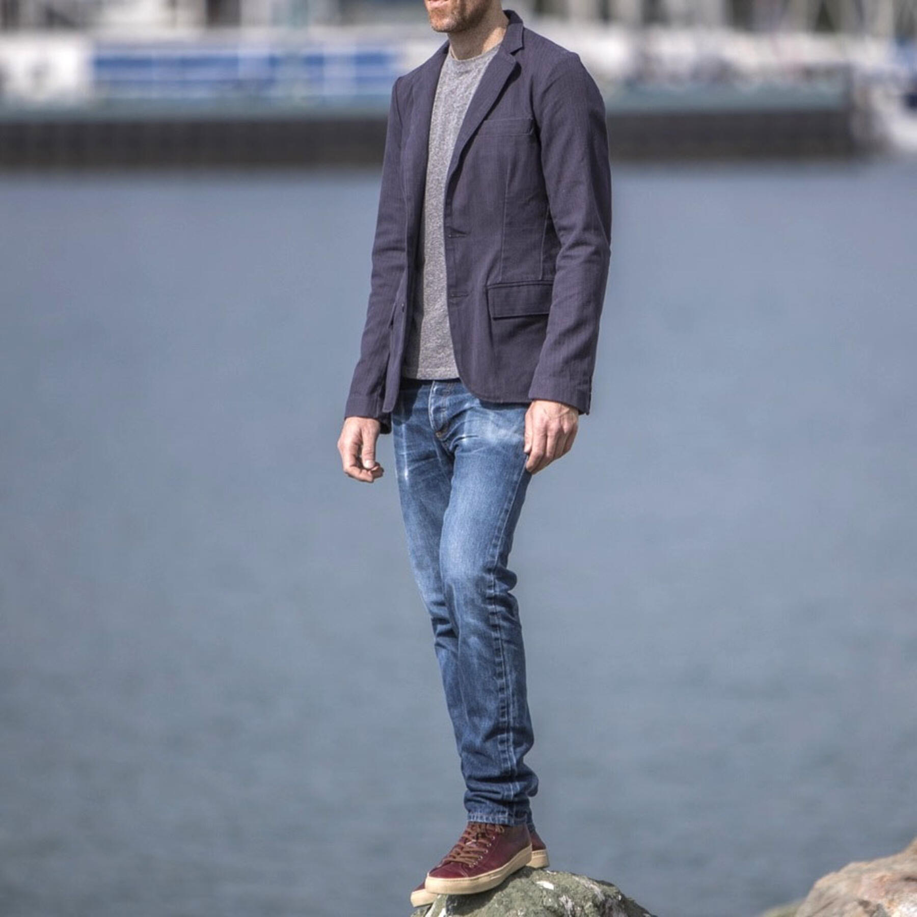 gustin blazer - vintage navy herringbone