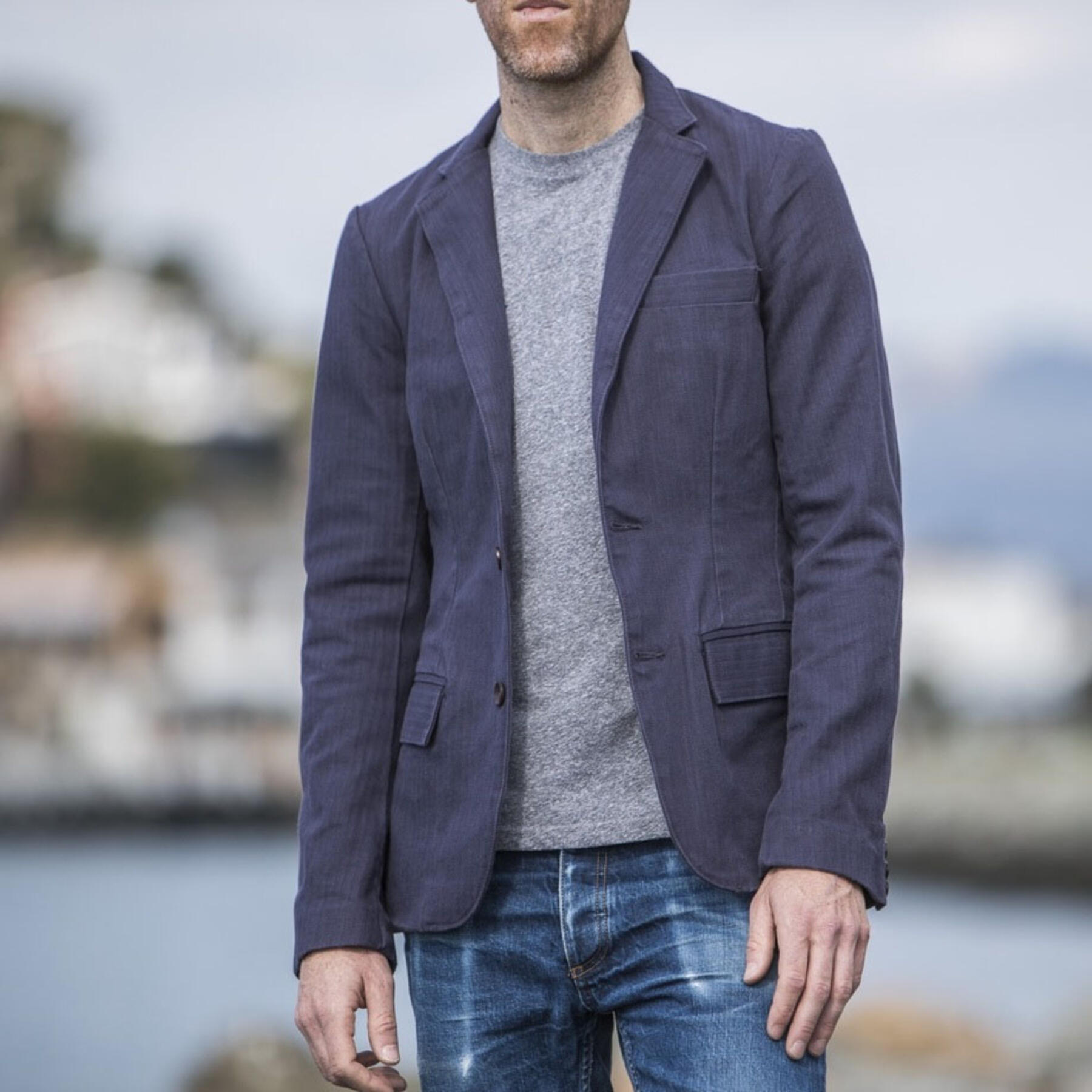 gustin blazer - vintage navy herringbone