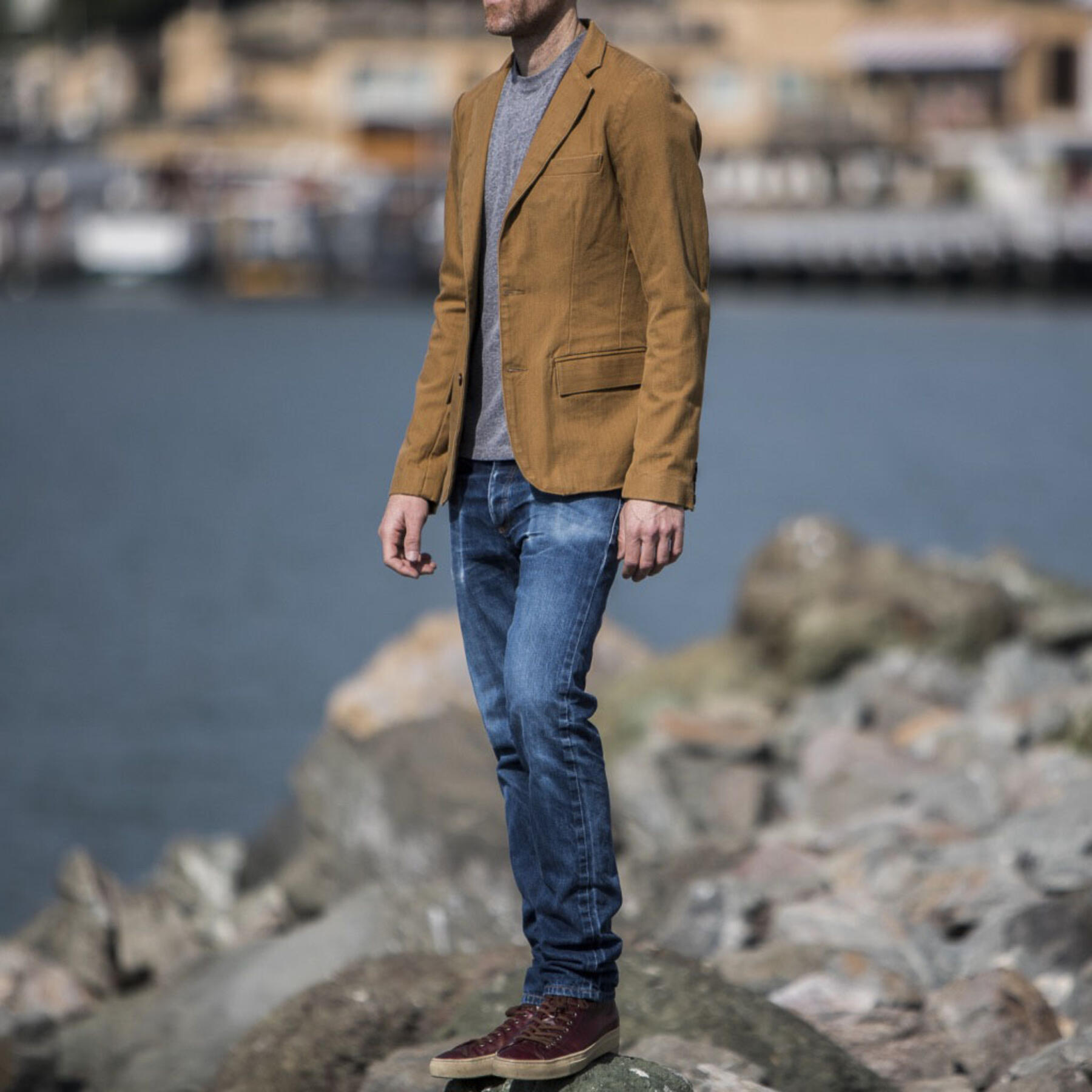 gustin blazer - camel herringbone