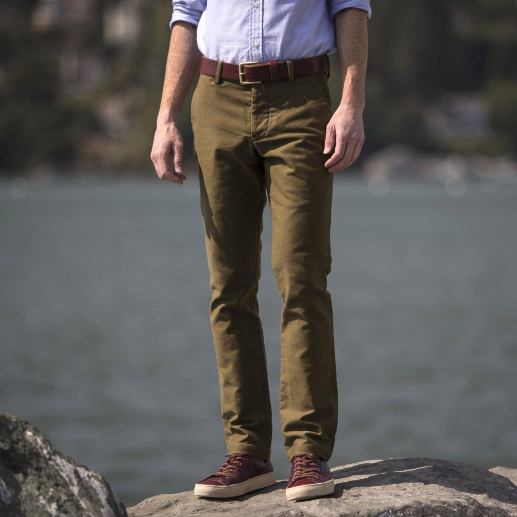 gustin #148 brown olive military corduroy chinos