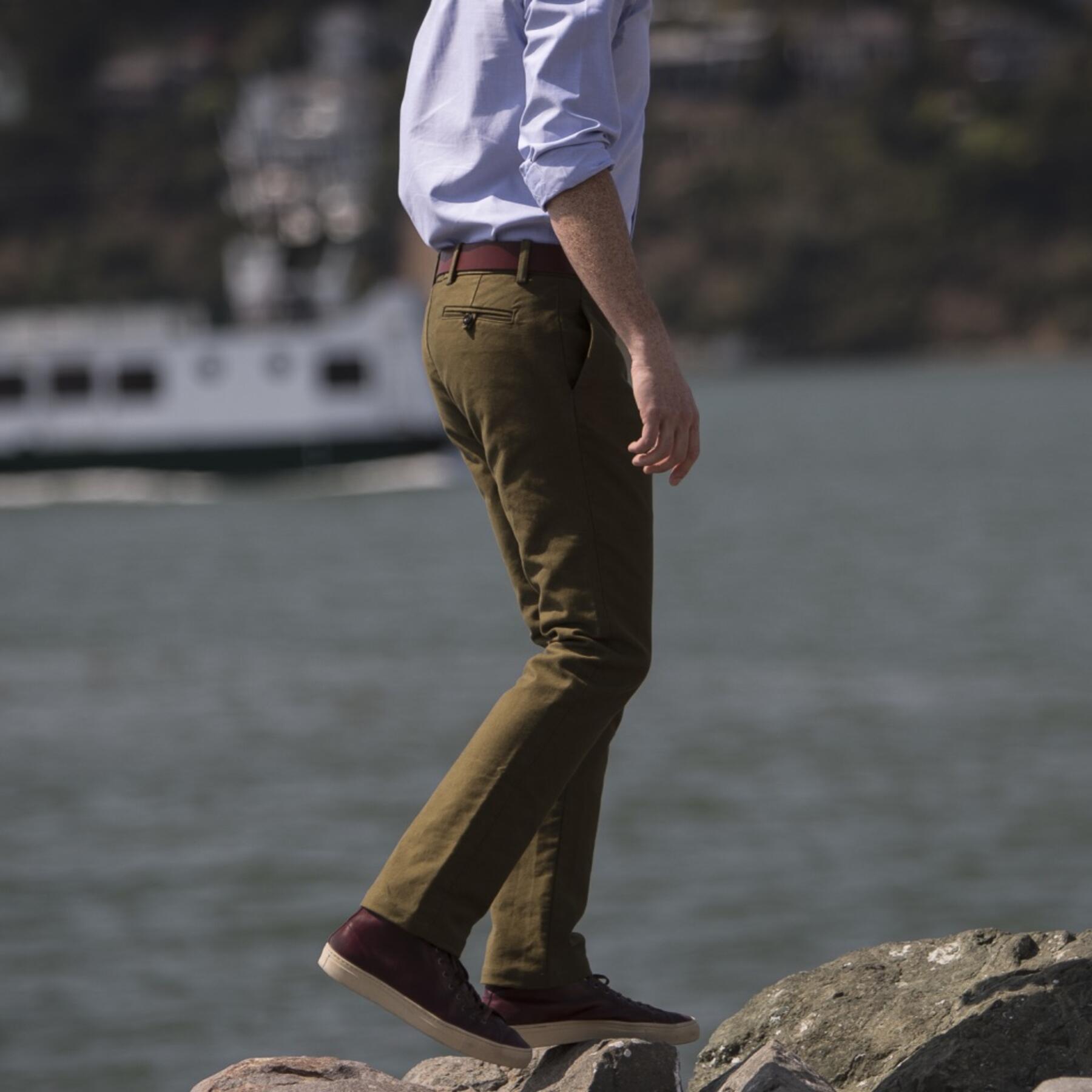 gustin #148 brown olive military corduroy chinos