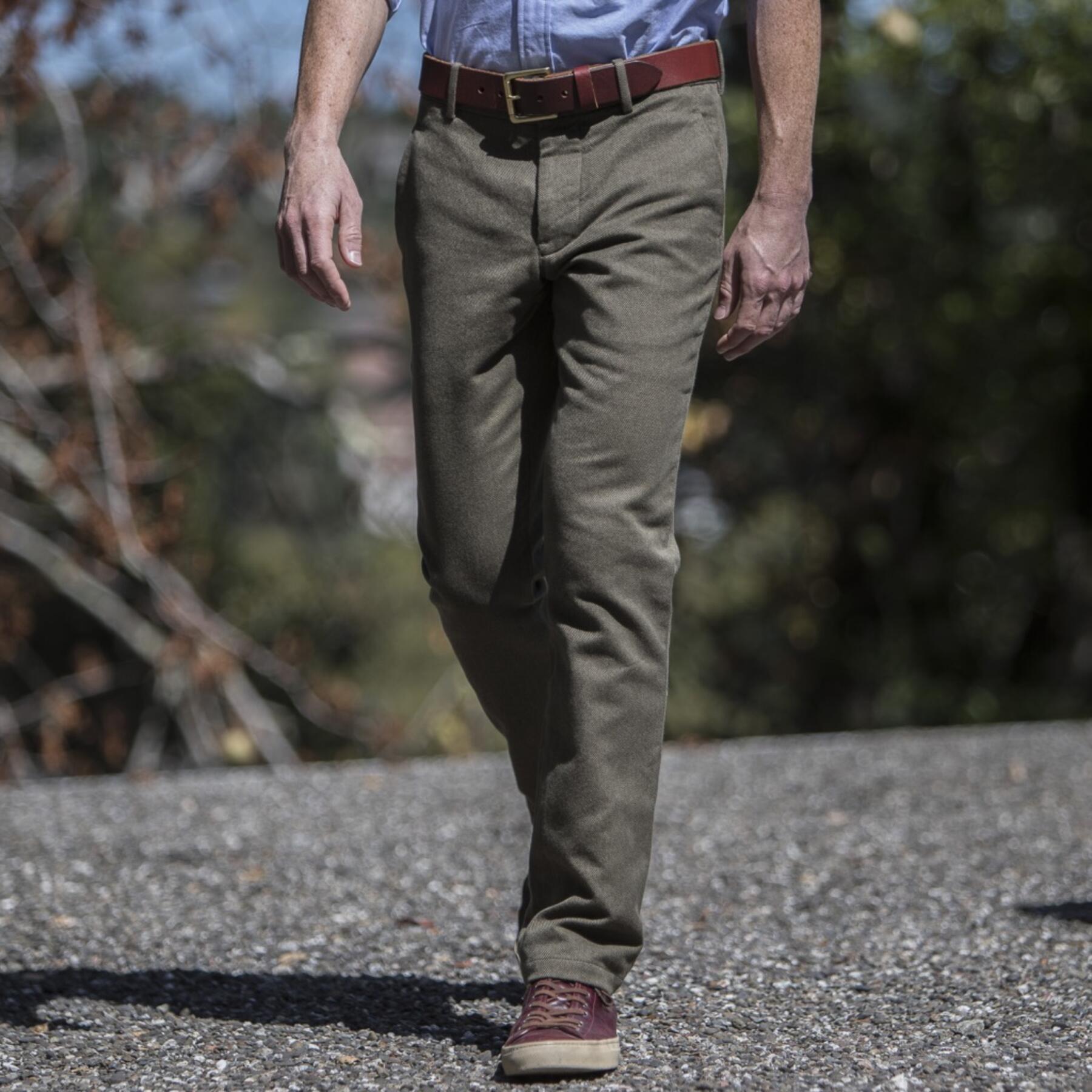 gustin #151 olive corkscrew twill chinos
