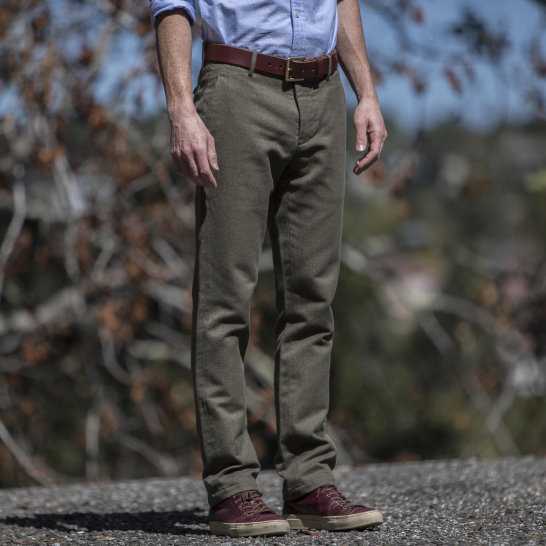 gustin #151 olive corkscrew twill chinos