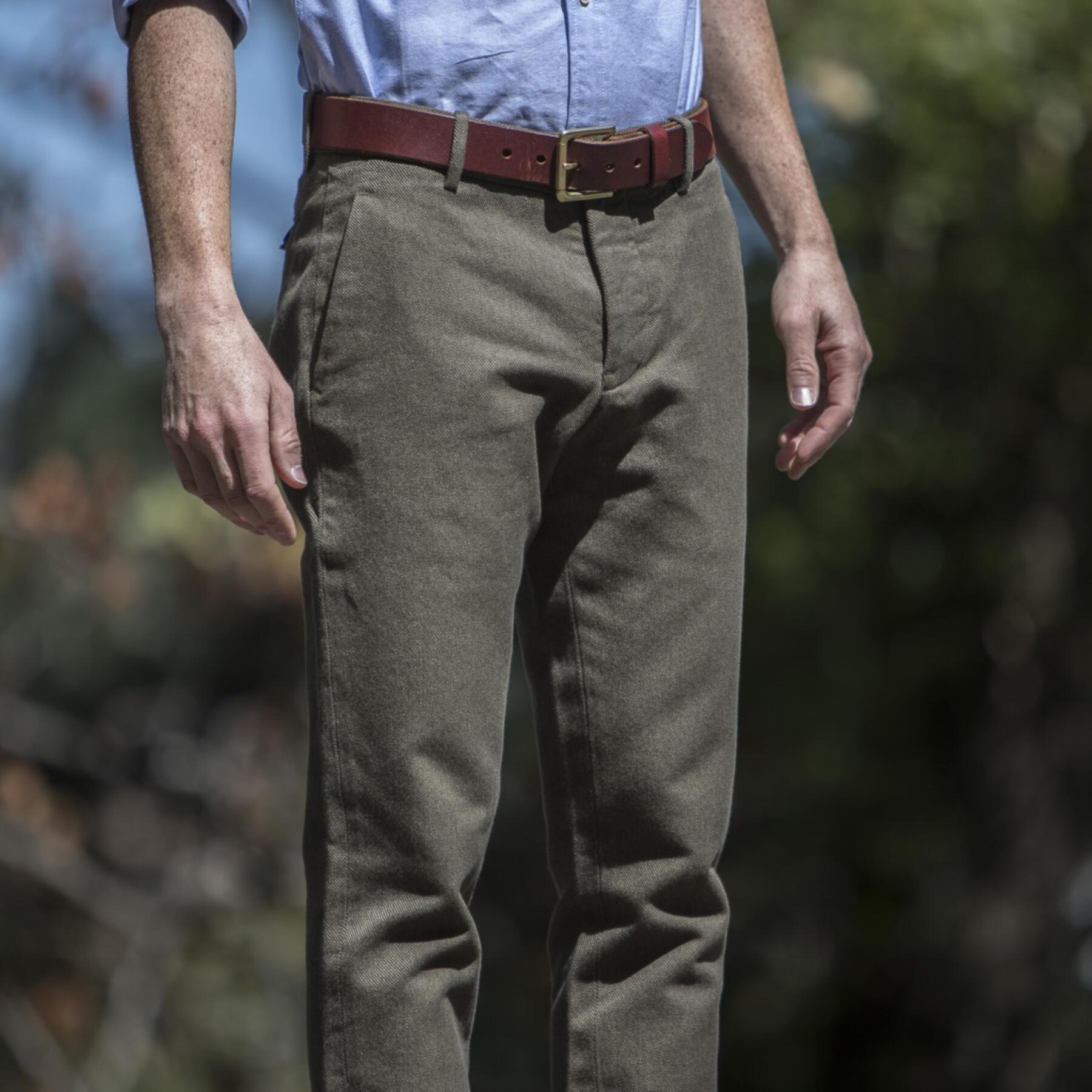 gustin #151 olive corkscrew twill chinos