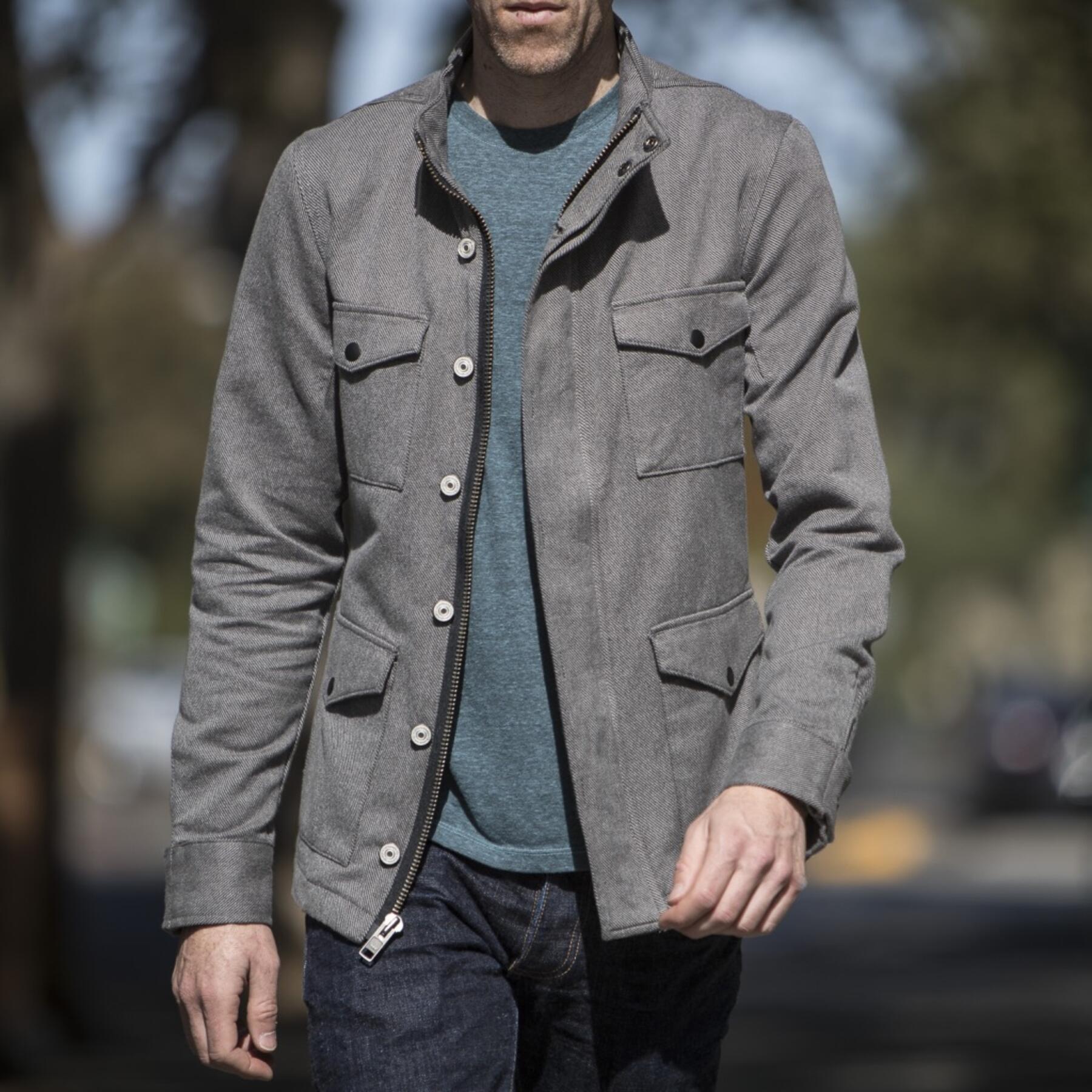gustin field jacket - grey corkscrew twill