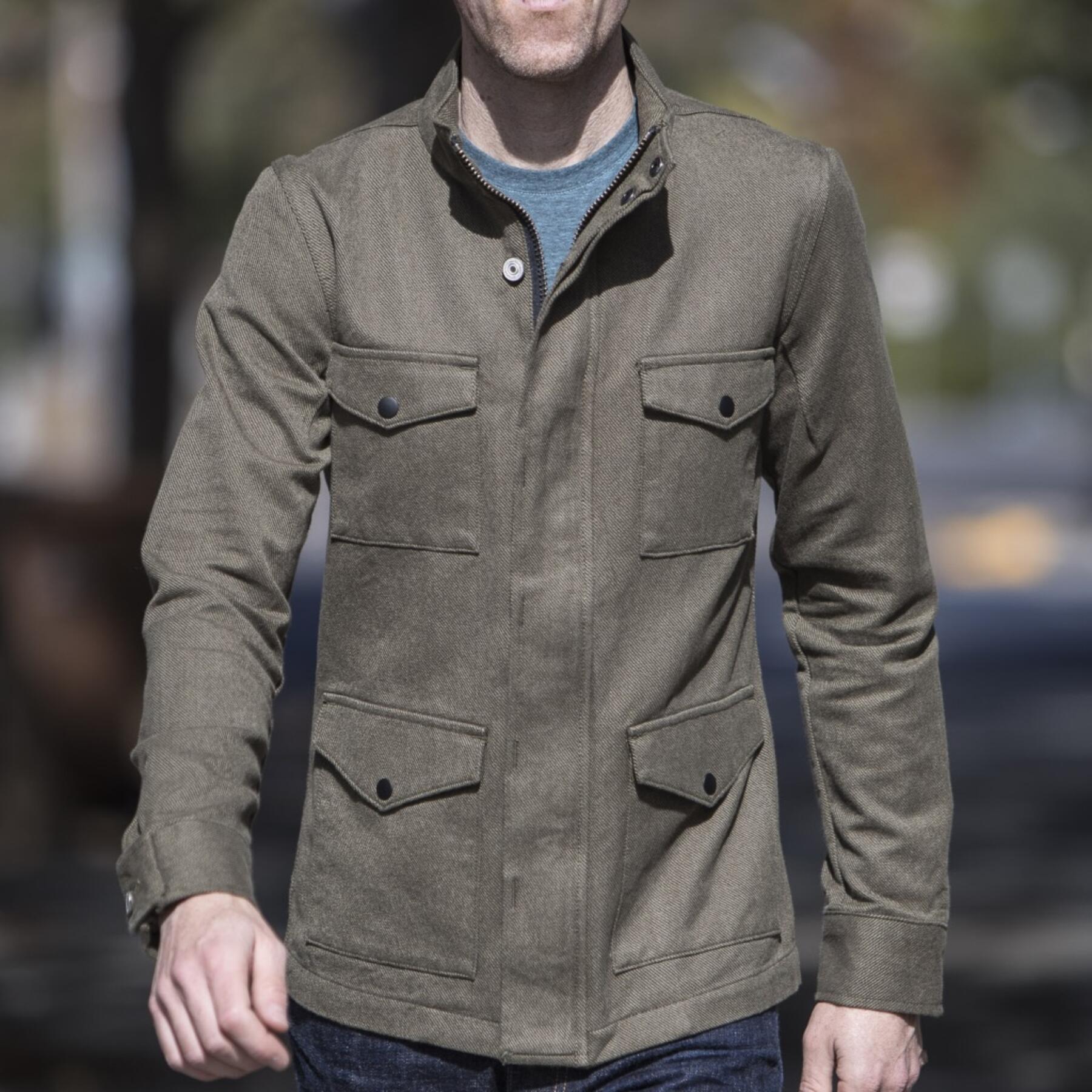gustin field jacket - olive corkscrew twill