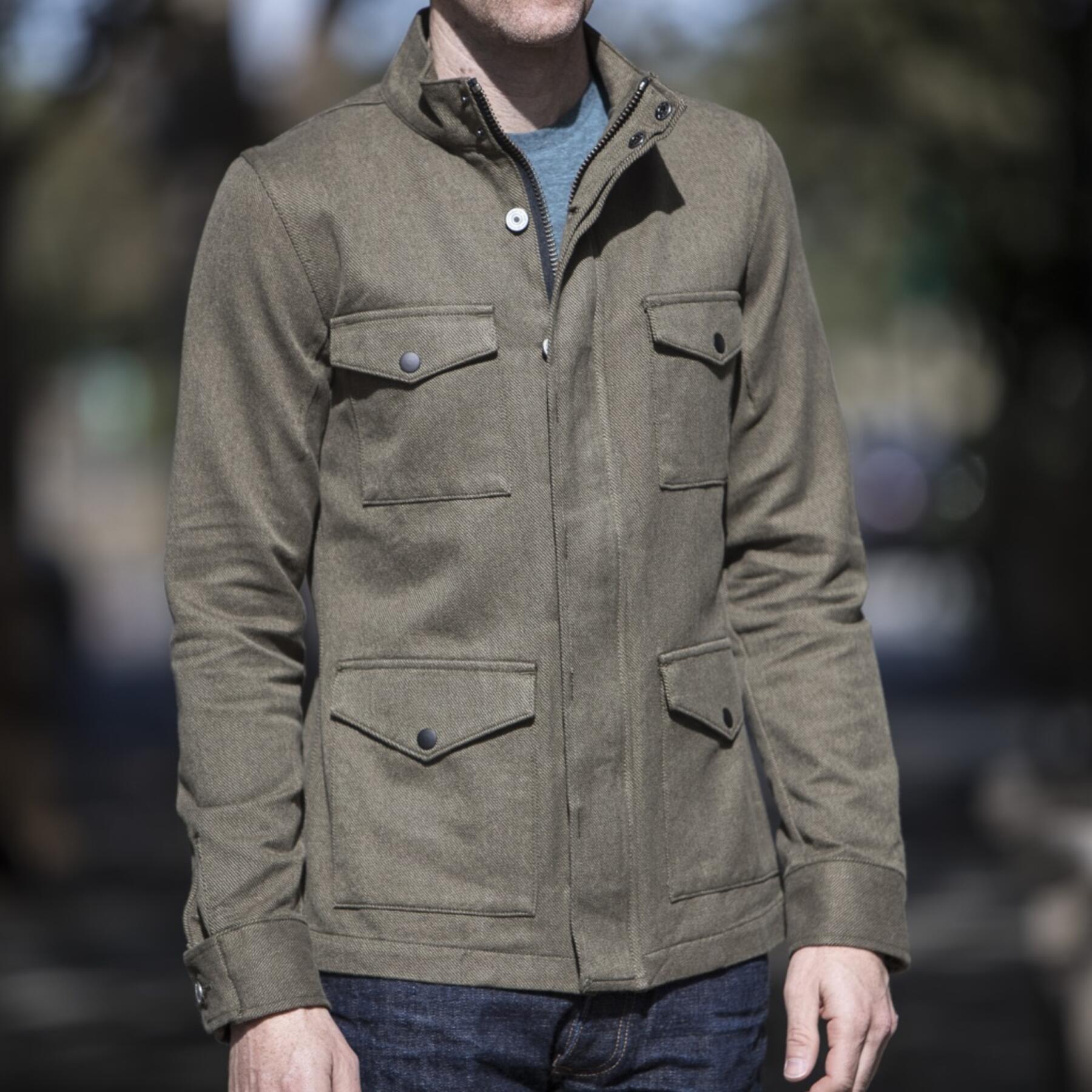 gustin field jacket - olive corkscrew twill