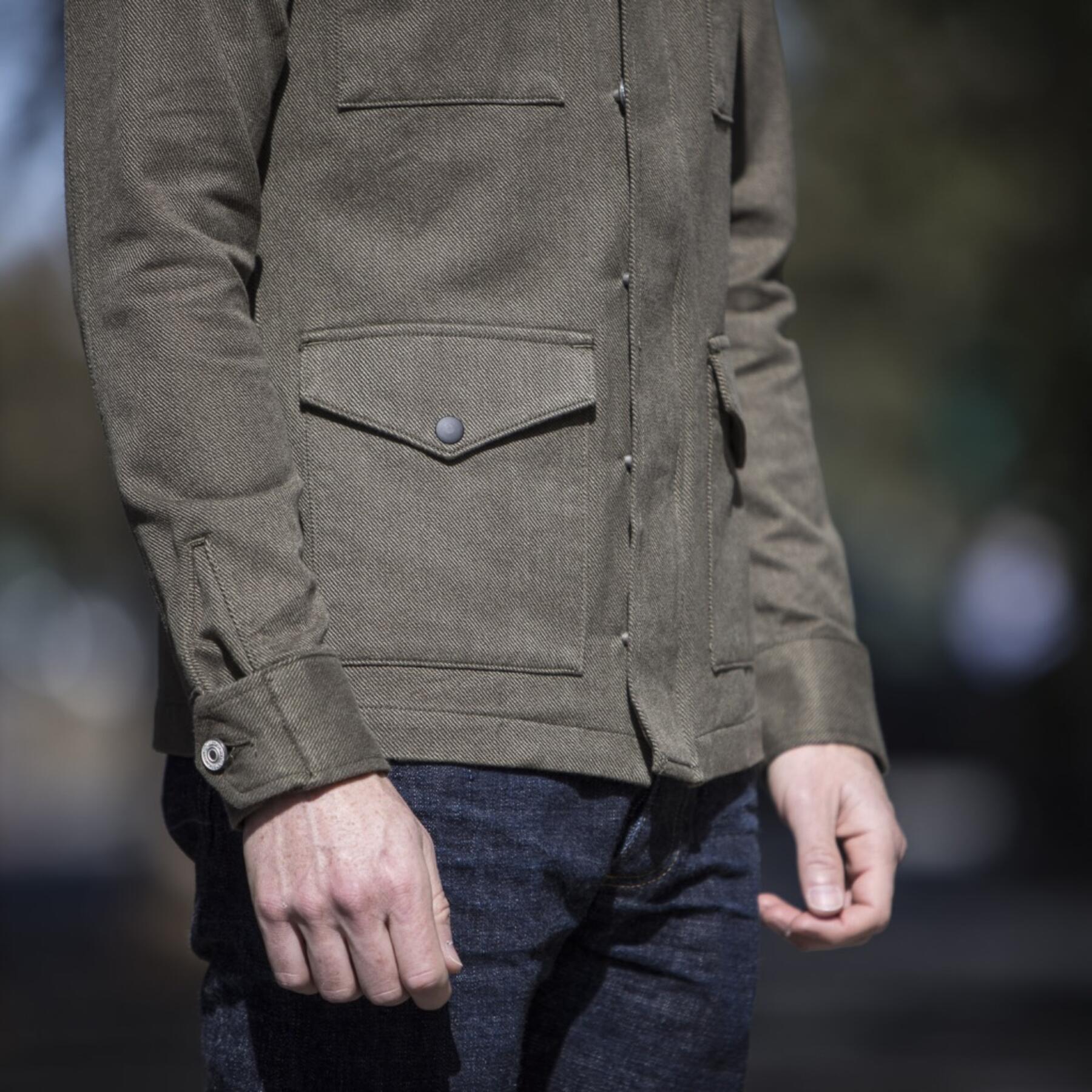 gustin field jacket - olive corkscrew twill