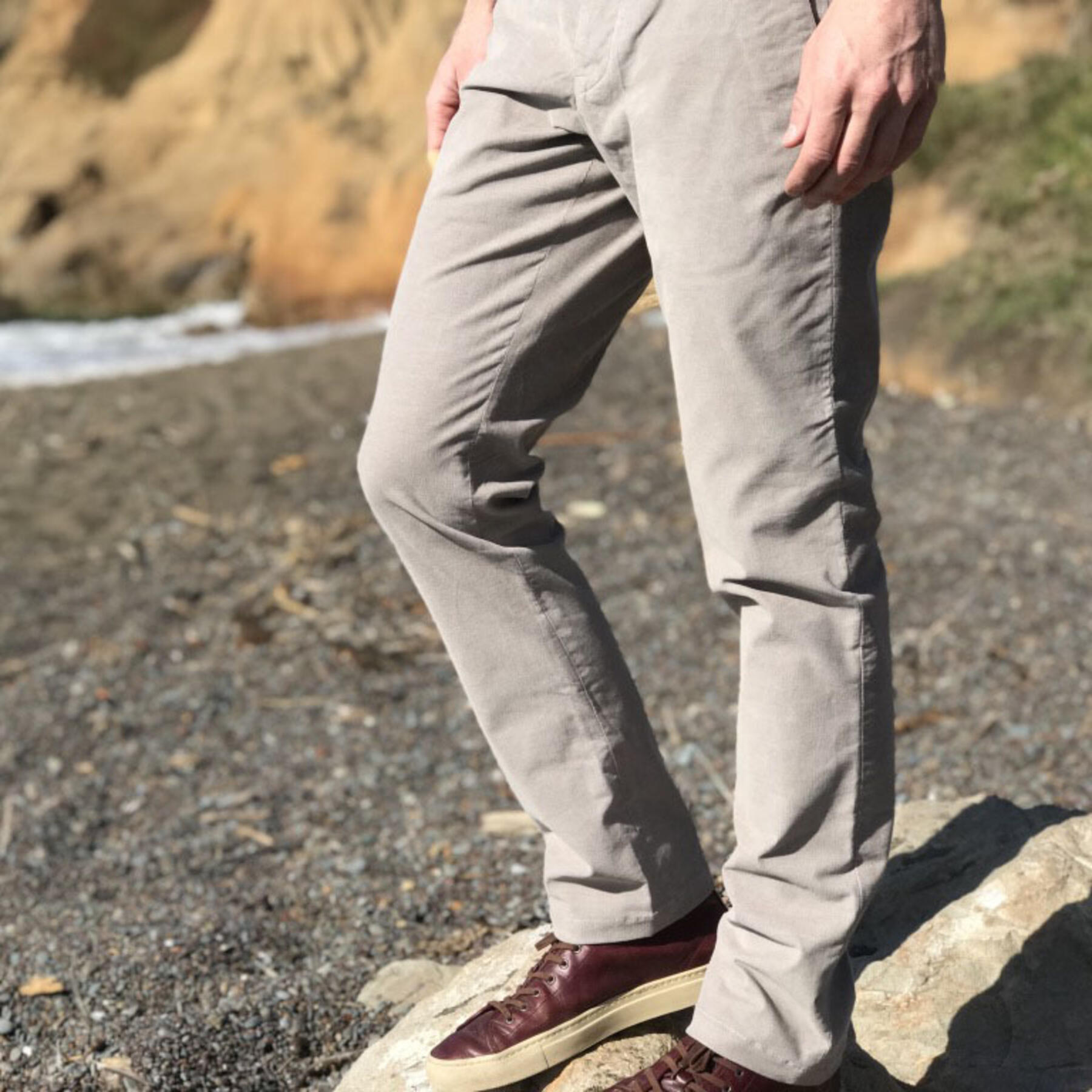 gustin #155 stone stretch corduroy chinos