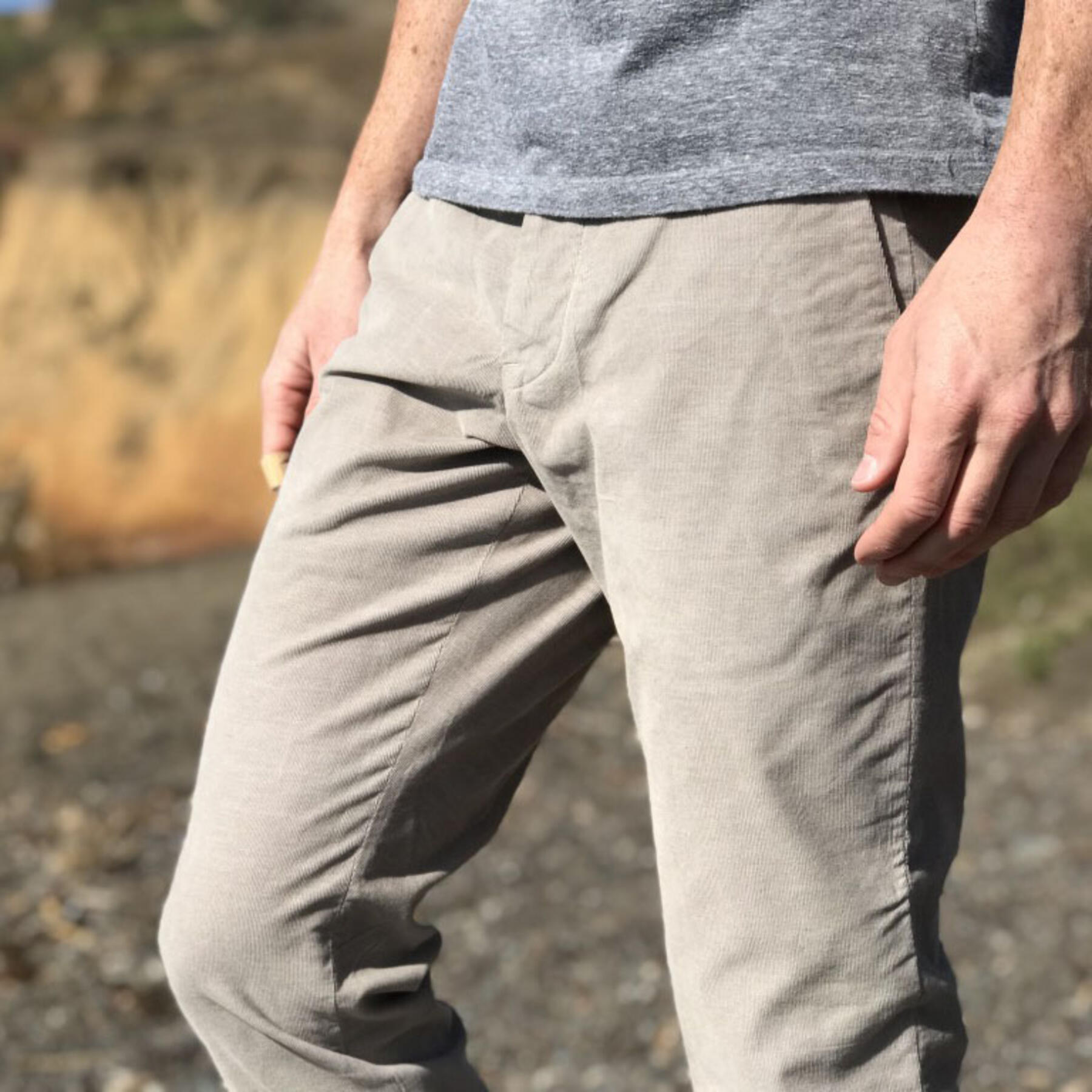 gustin #155 stone stretch corduroy chinos
