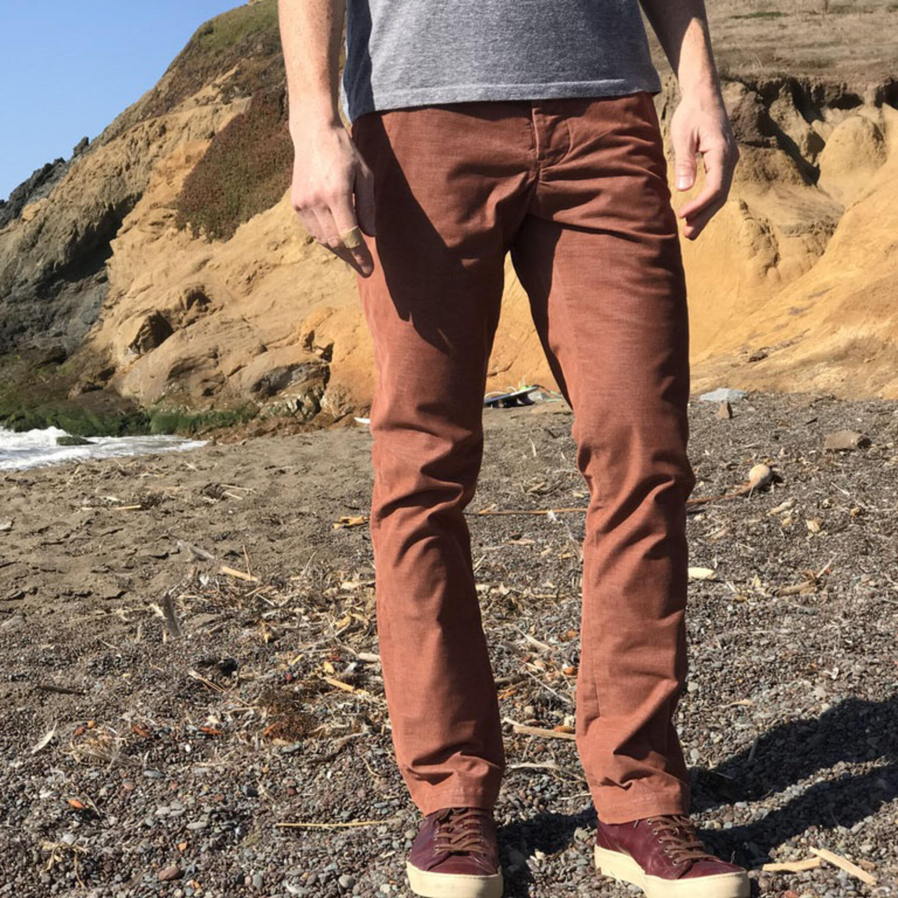 gustin #156 rust stretch corduroy chinos