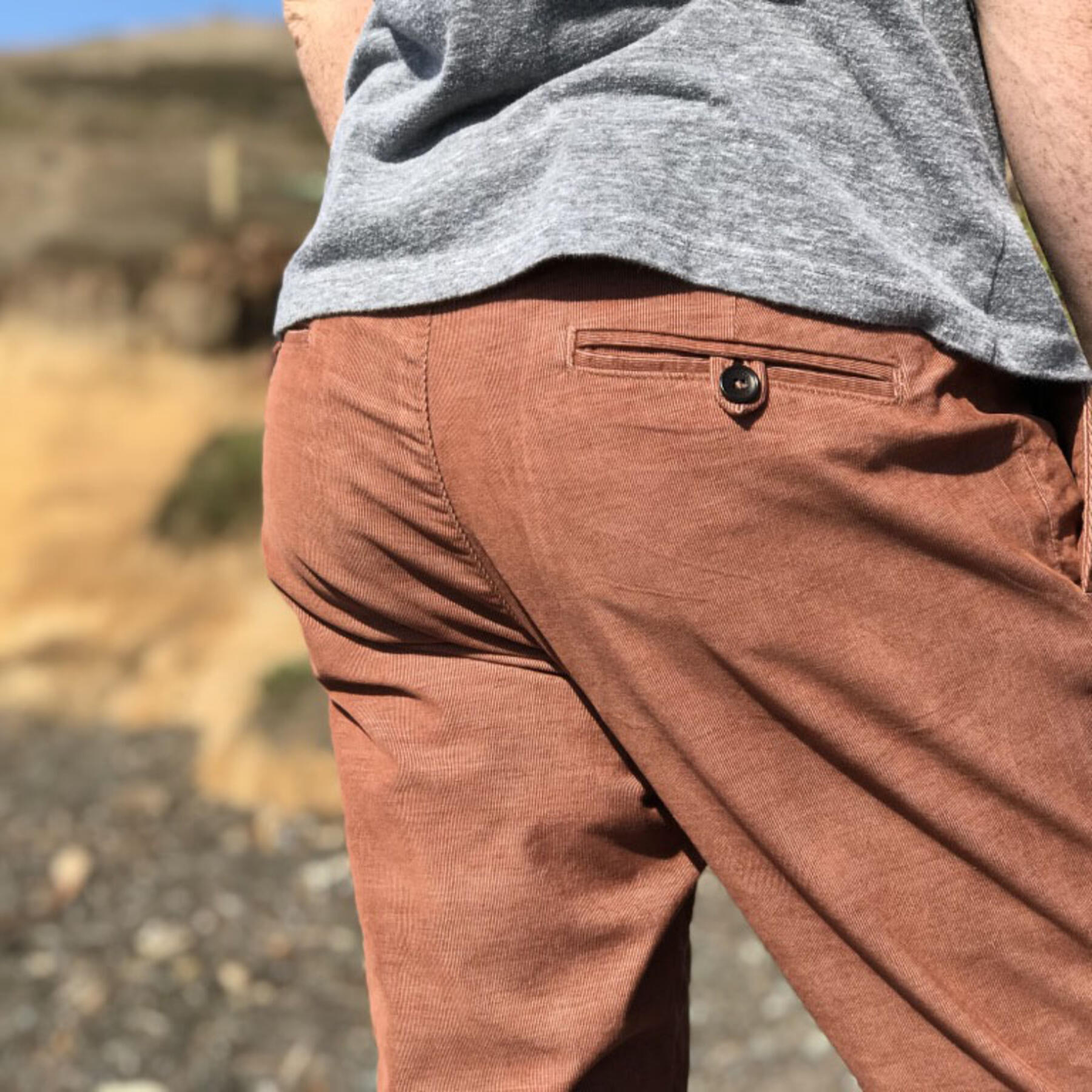 gustin #156 rust stretch corduroy chinos