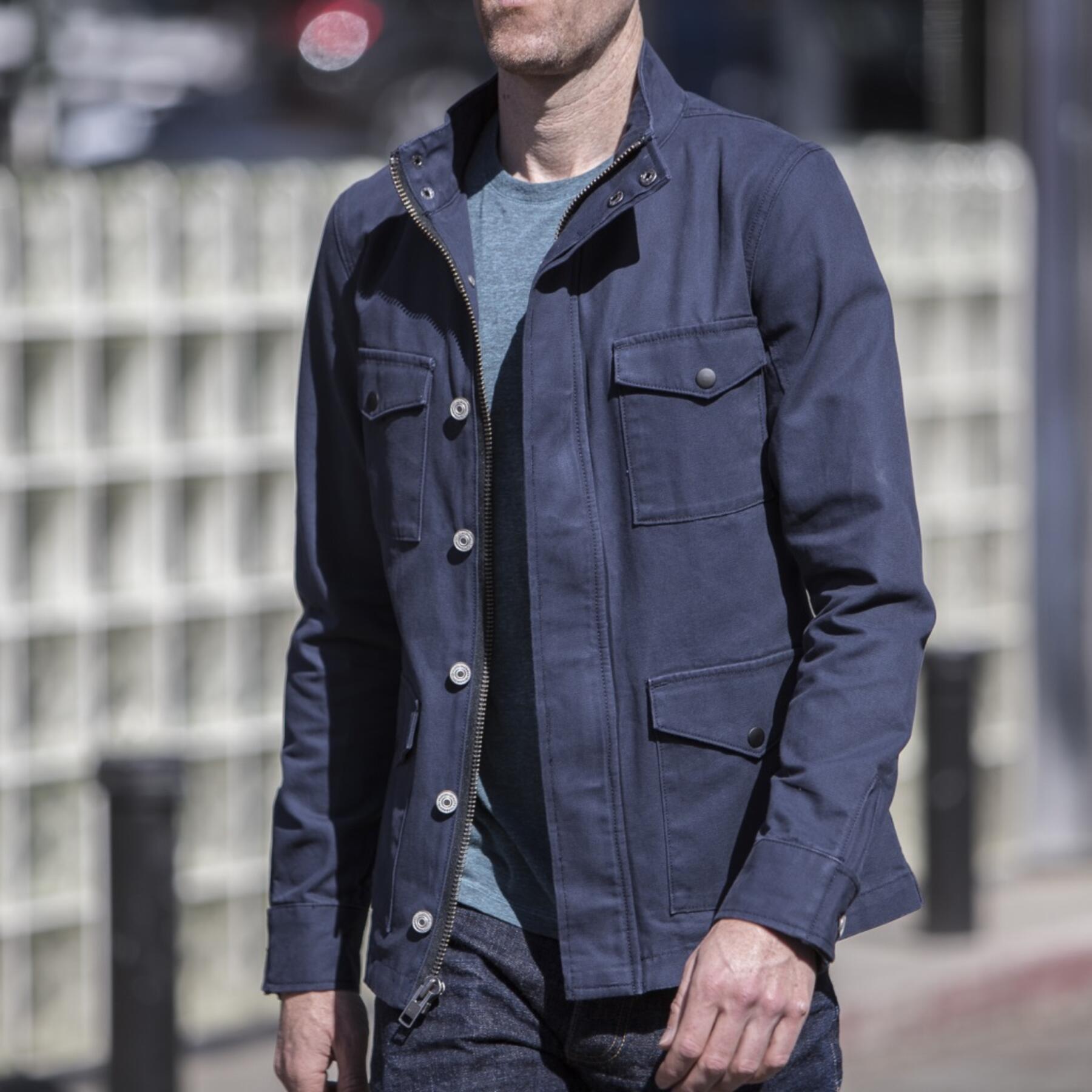 gustin field jacket - navy micro sanded canvas