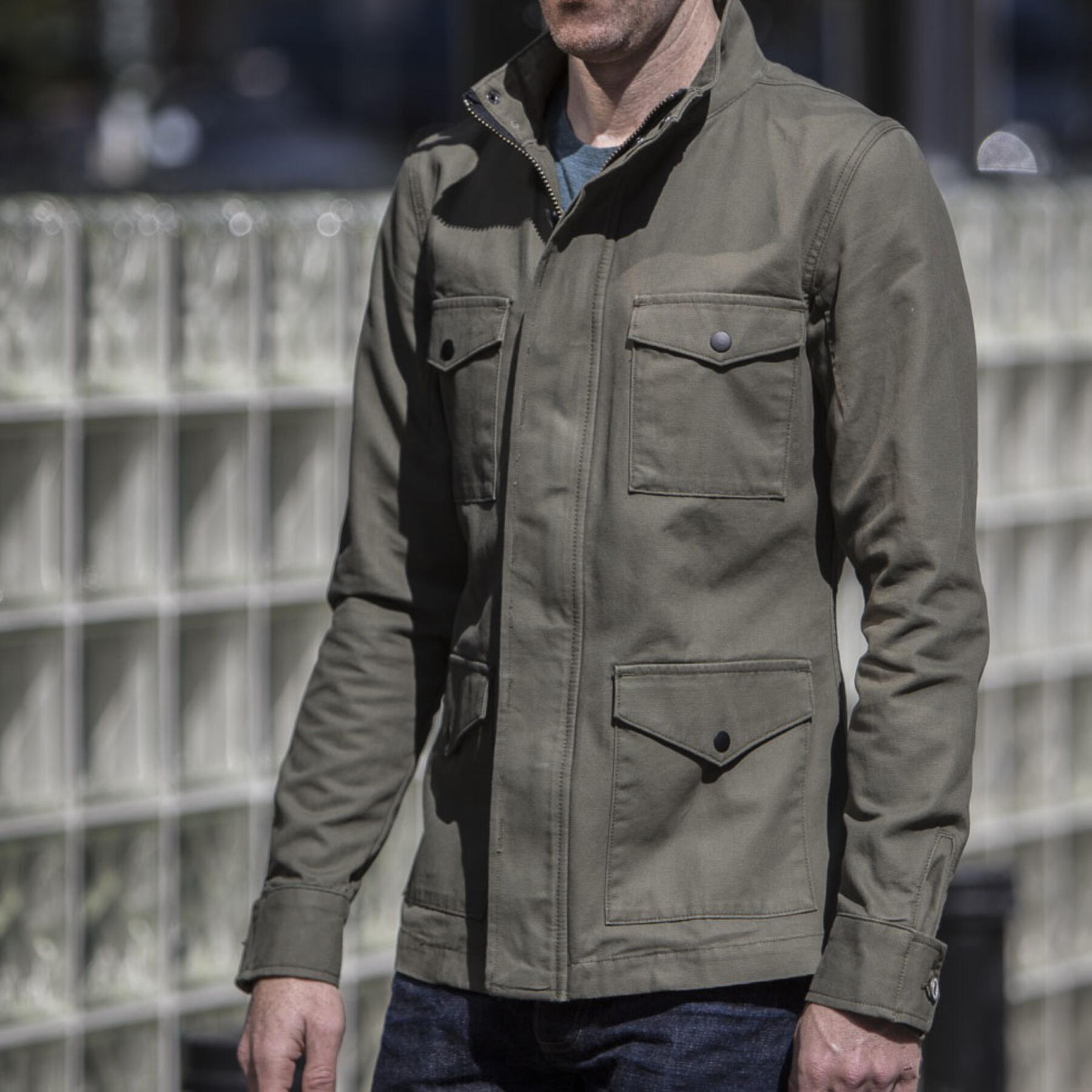 gustin field jacket - olive micro sanded canvas