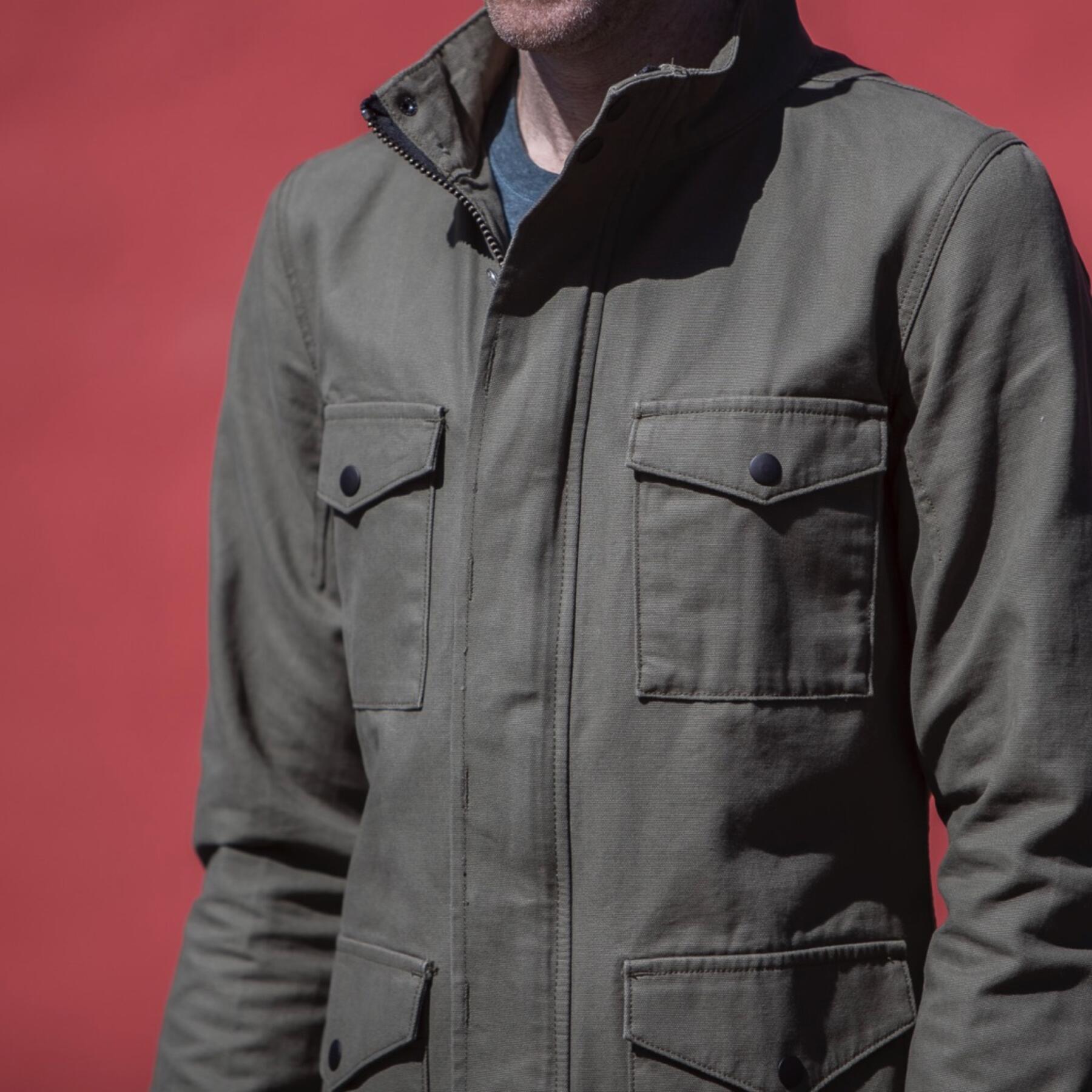 gustin field jacket - olive micro sanded canvas