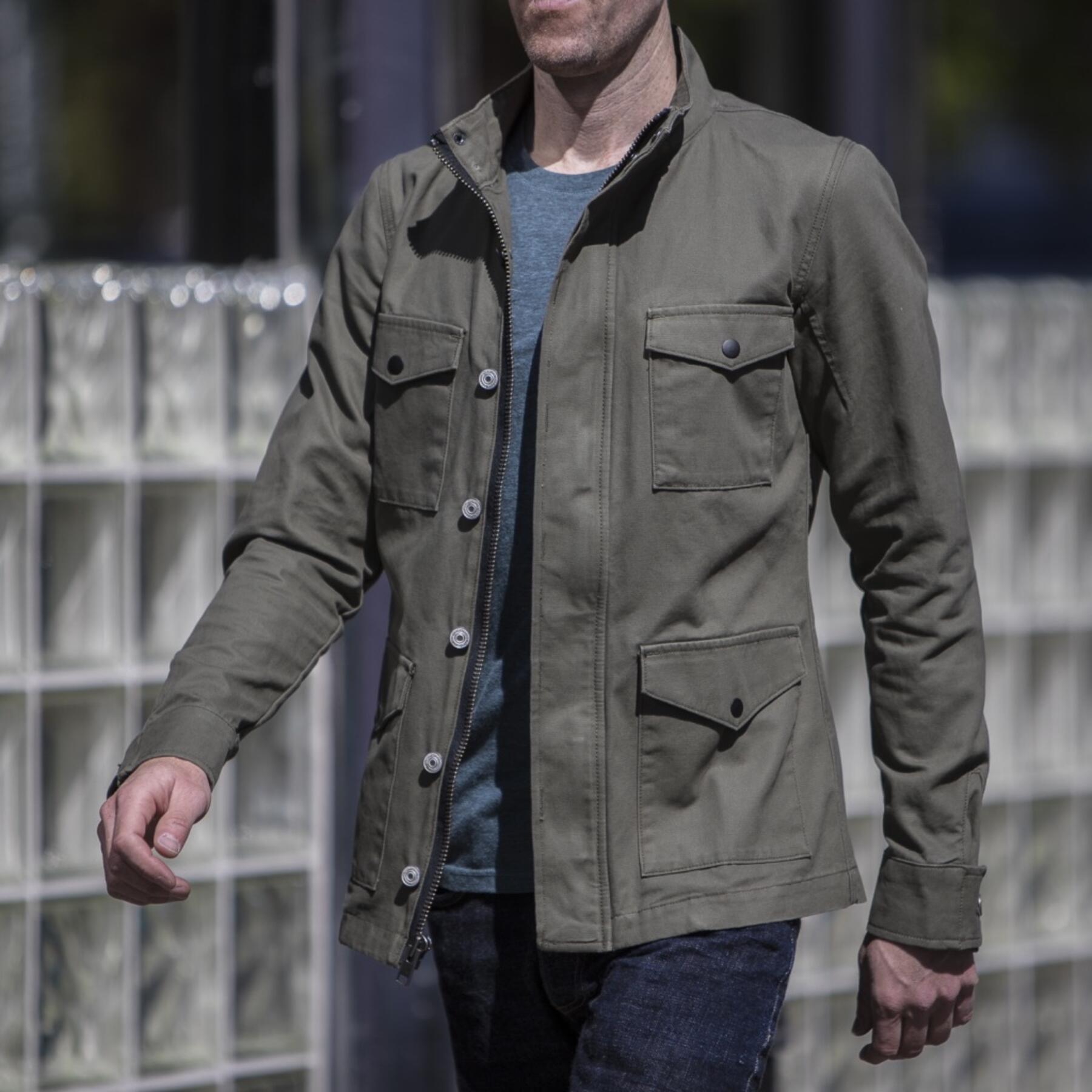 gustin field jacket - olive micro sanded canvas