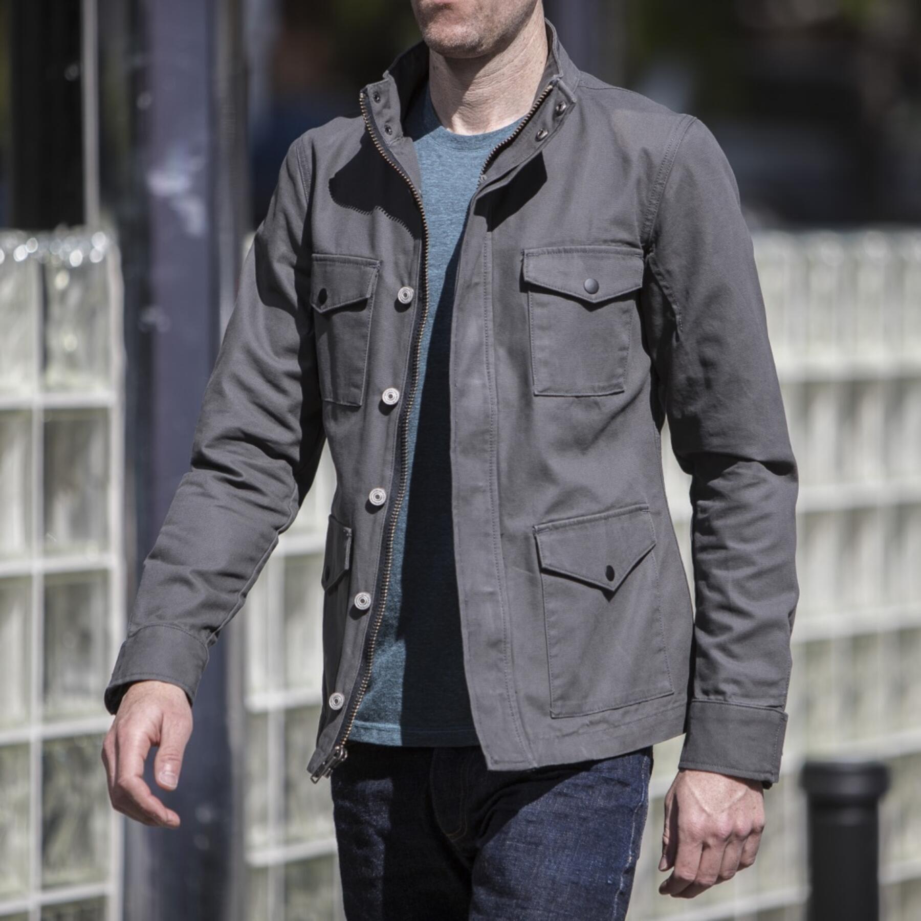 gustin field jacket - titanium micro sanded canvas
