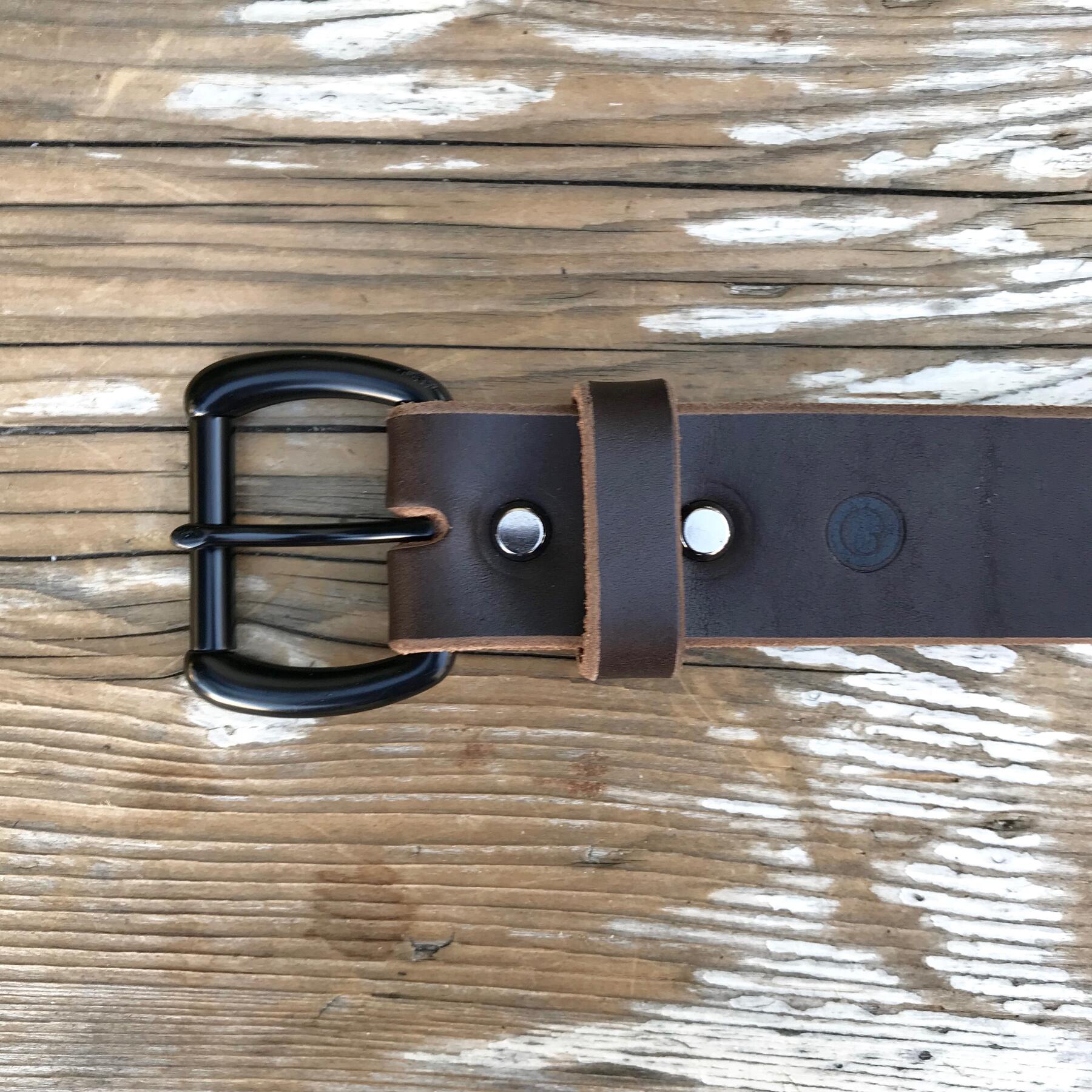 gustin black roller belt - illini latigo brown