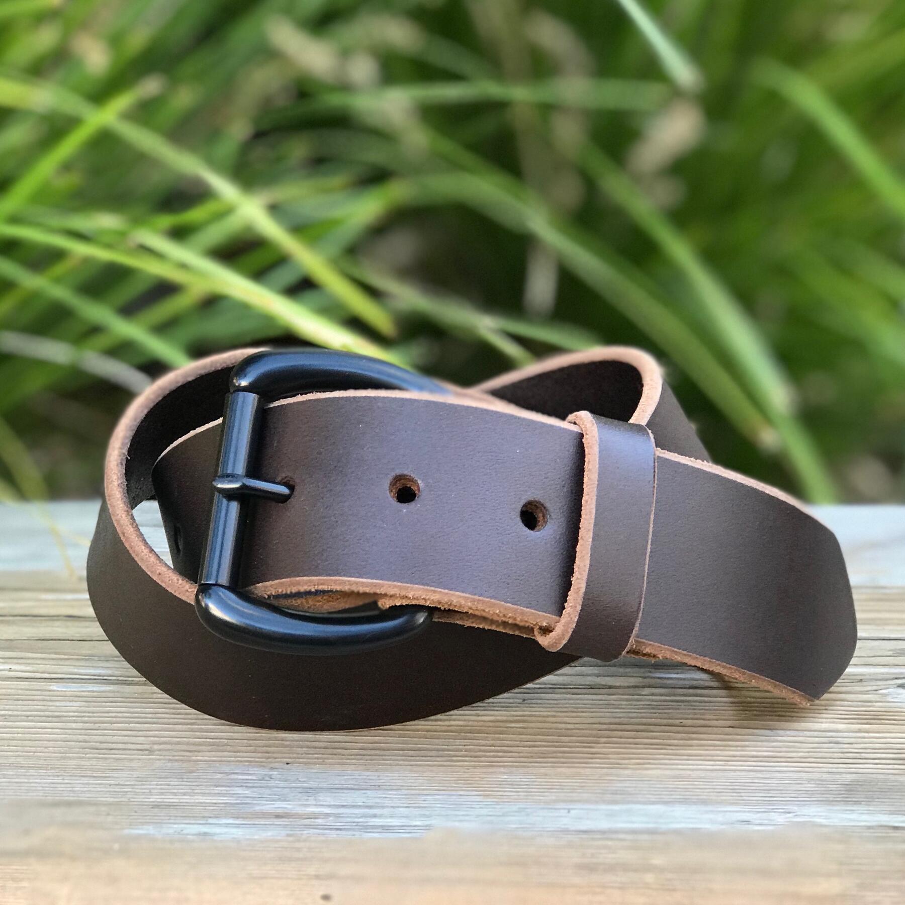gustin black roller belt - illini latigo brown