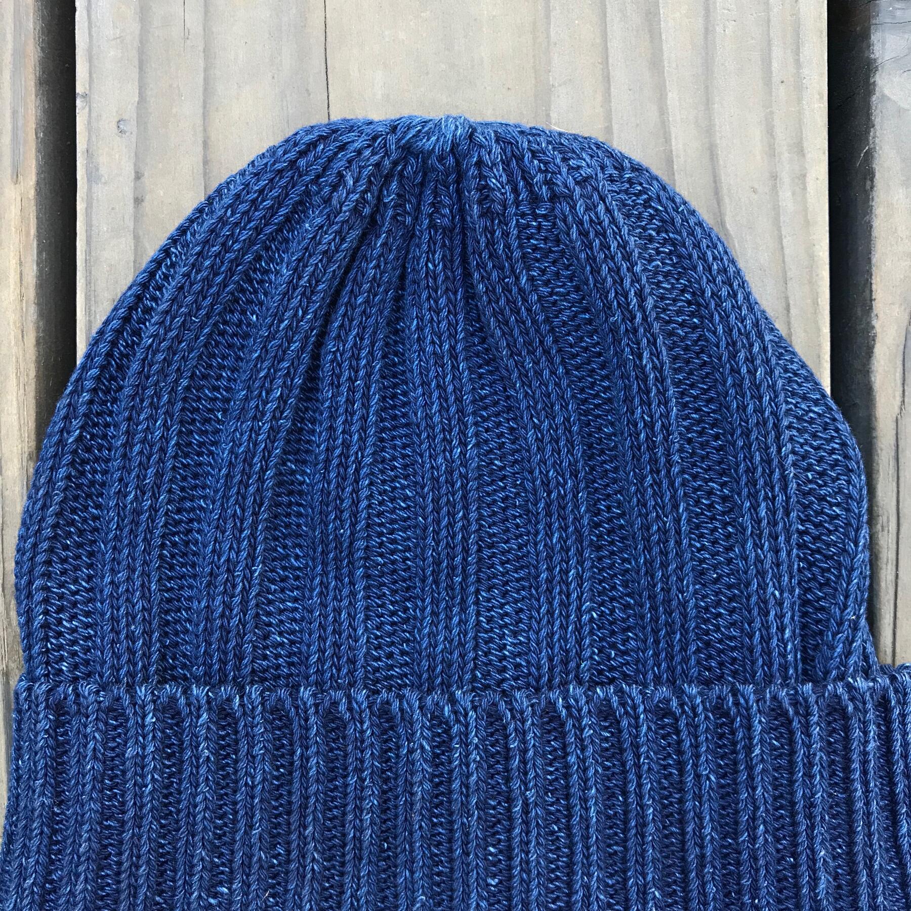 gustin japan indigo heavy rib beanie