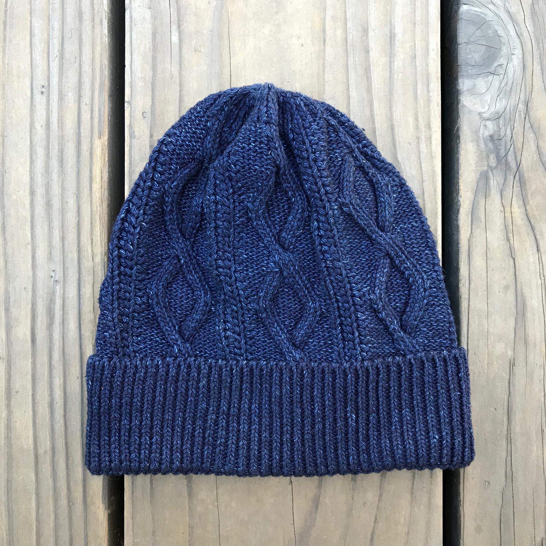 gustin japan indigo cable knit beanie