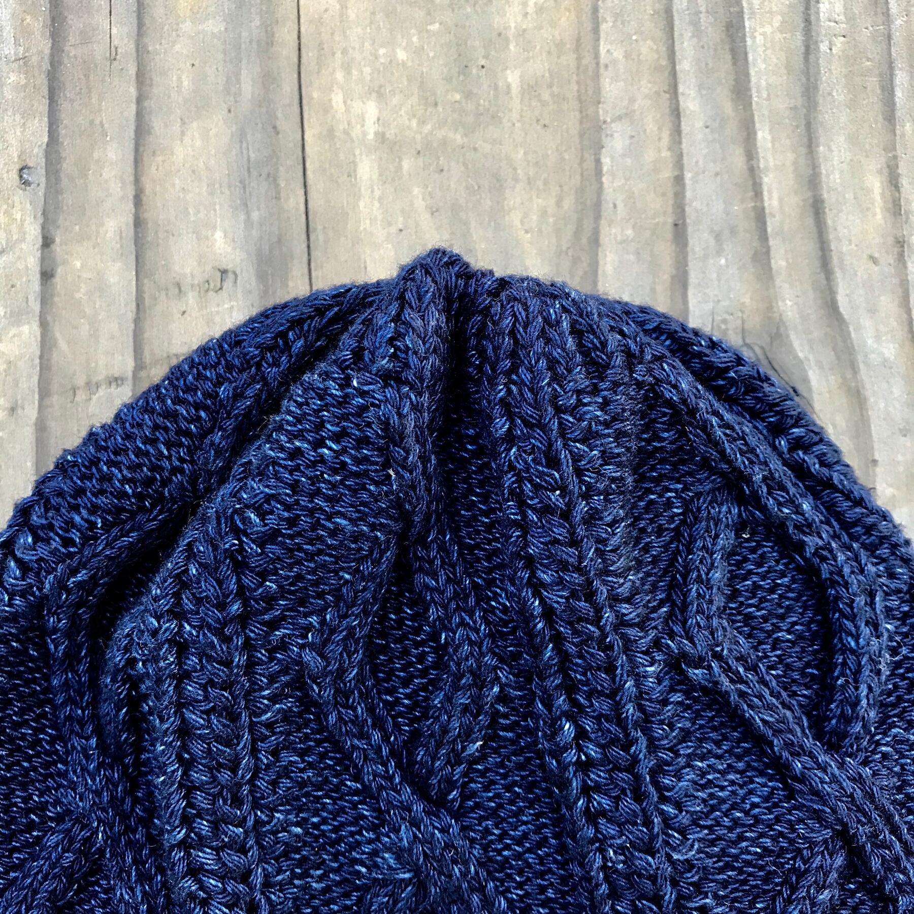 gustin japan indigo cable knit beanie