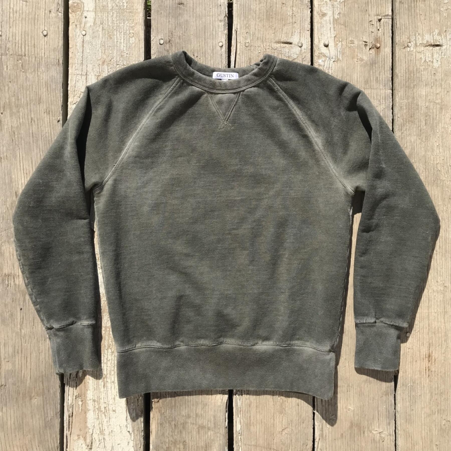 gustin oil washed sweatshirt - olive