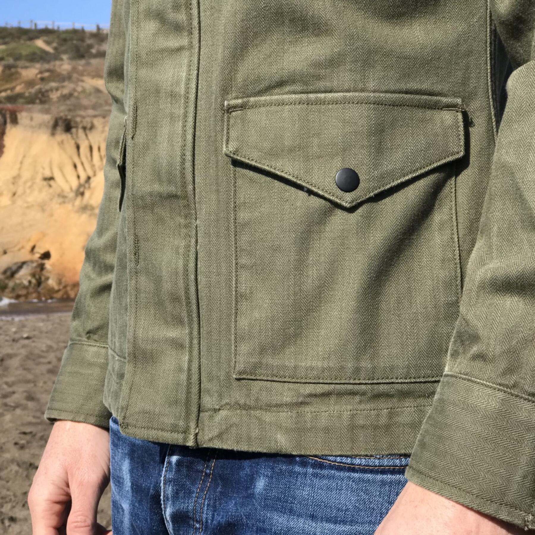 gustin field jacket - olive herringbone