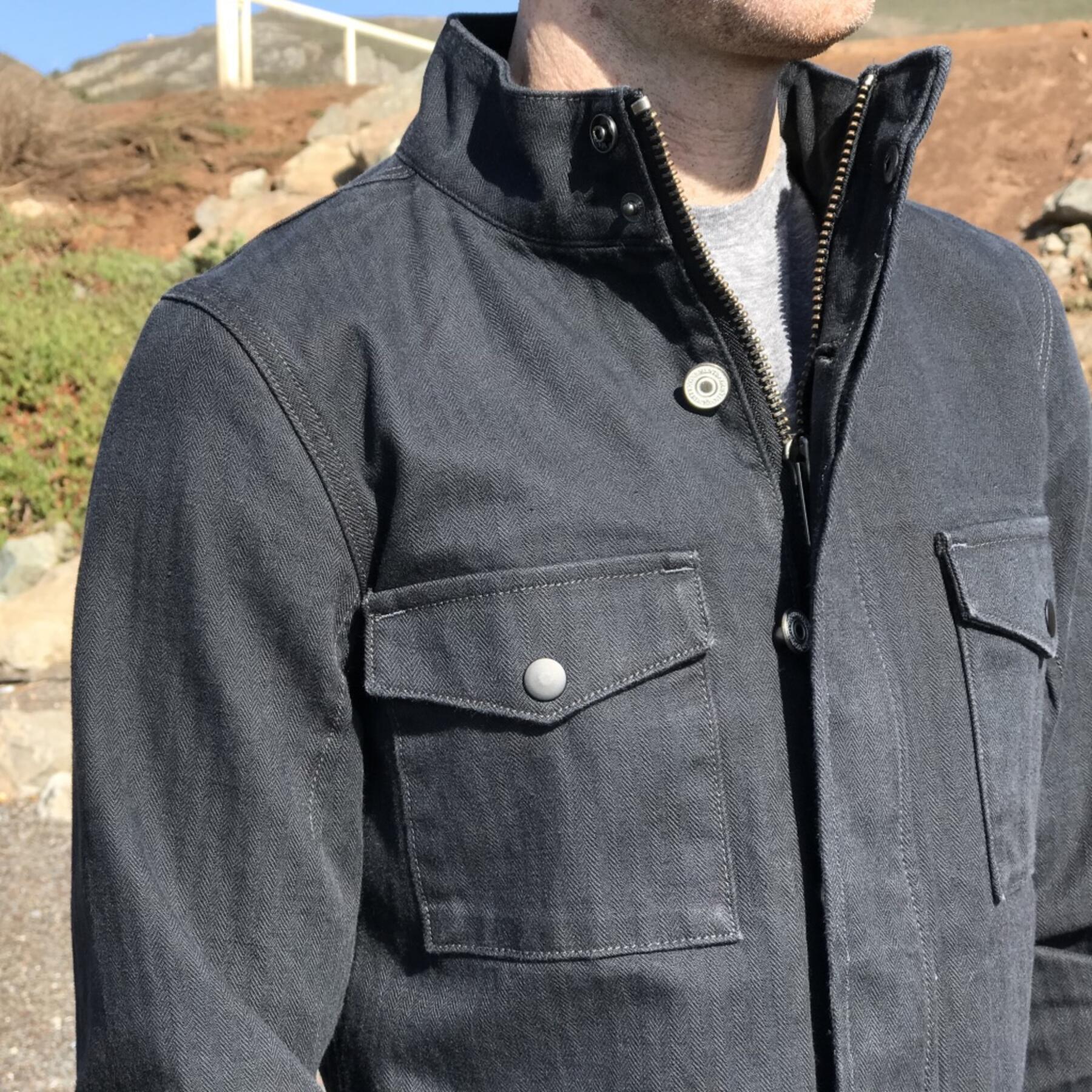 gustin field jacket - black herringbone