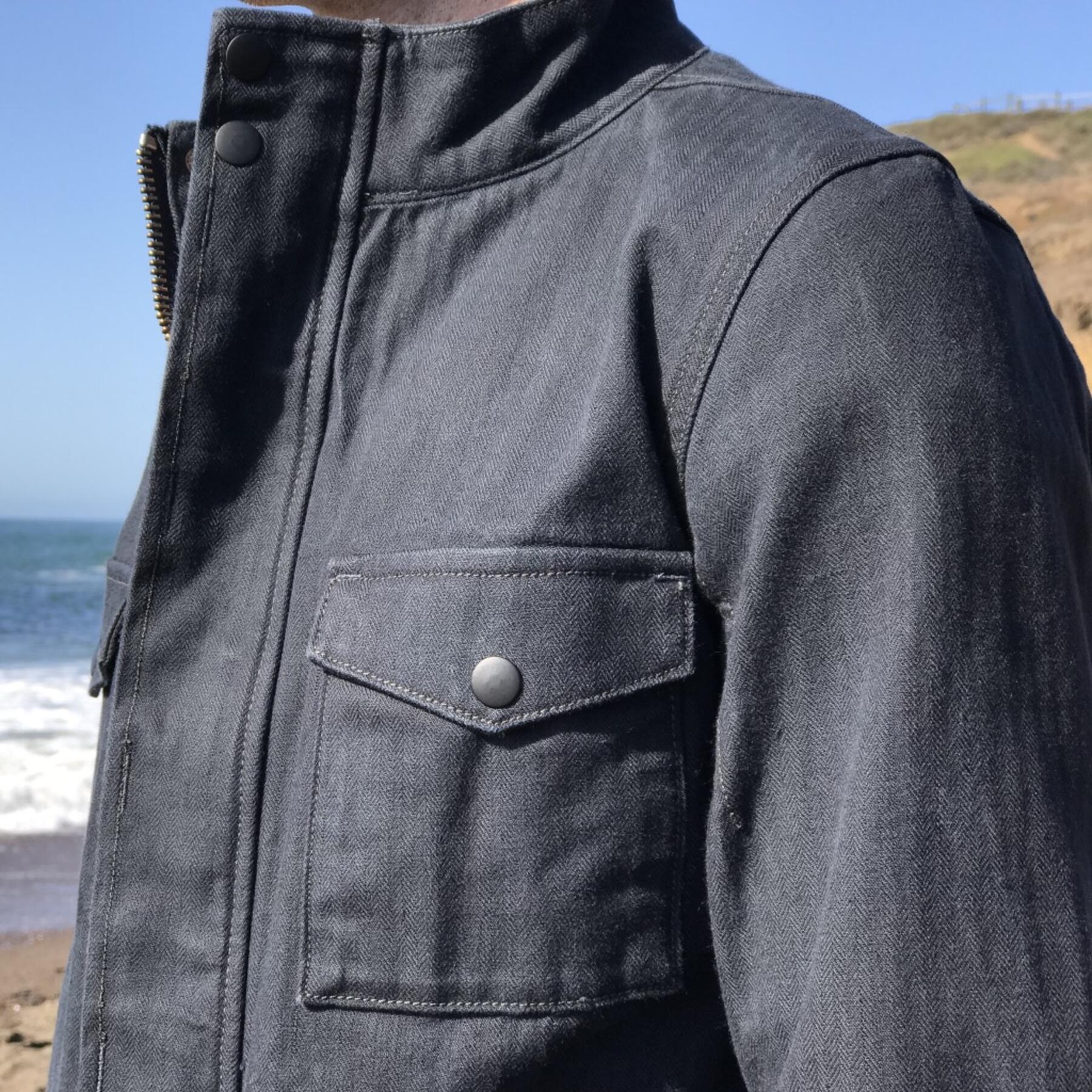 gustin field jacket - black herringbone